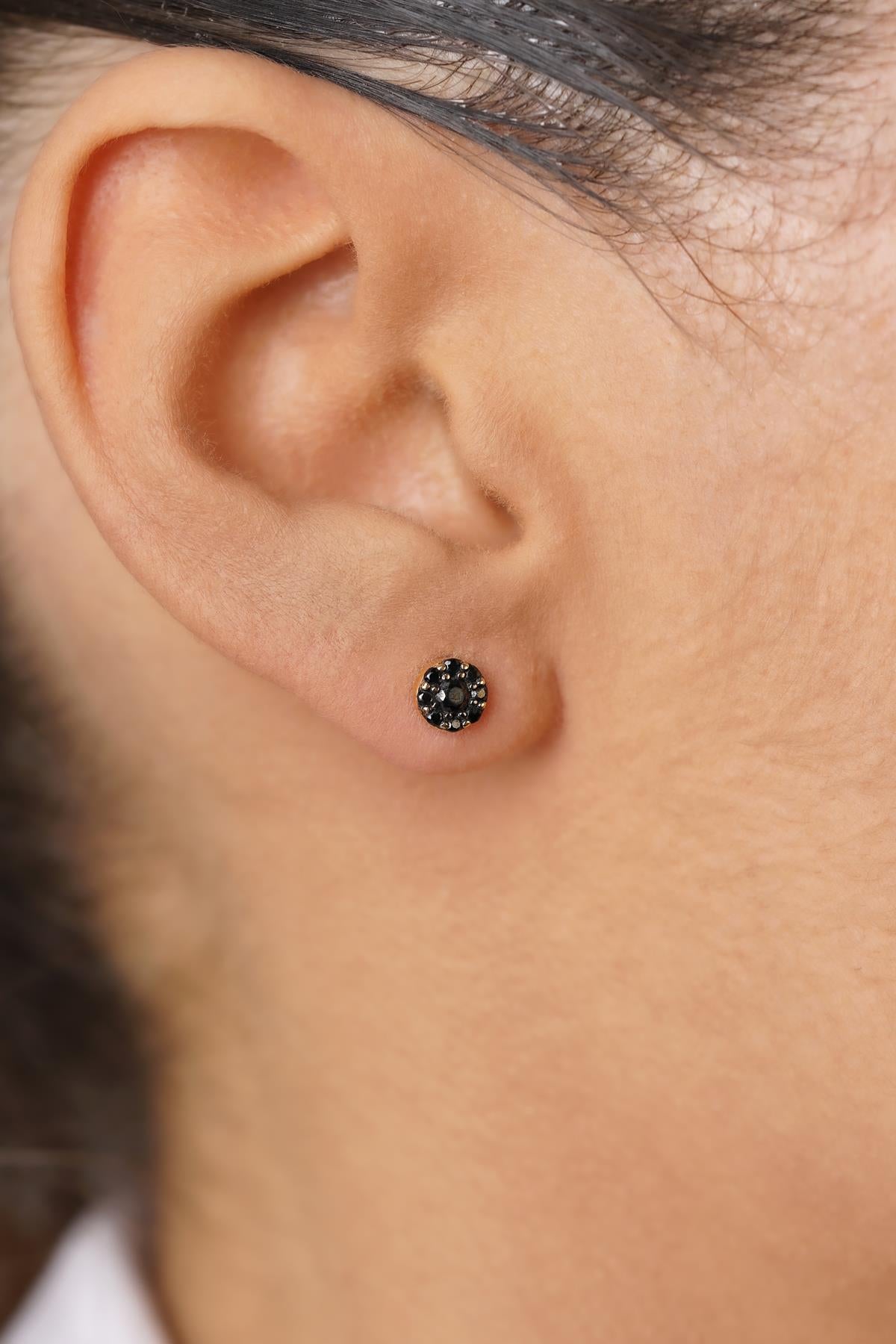 14K Gold Daisy Earrings with Black Onyx