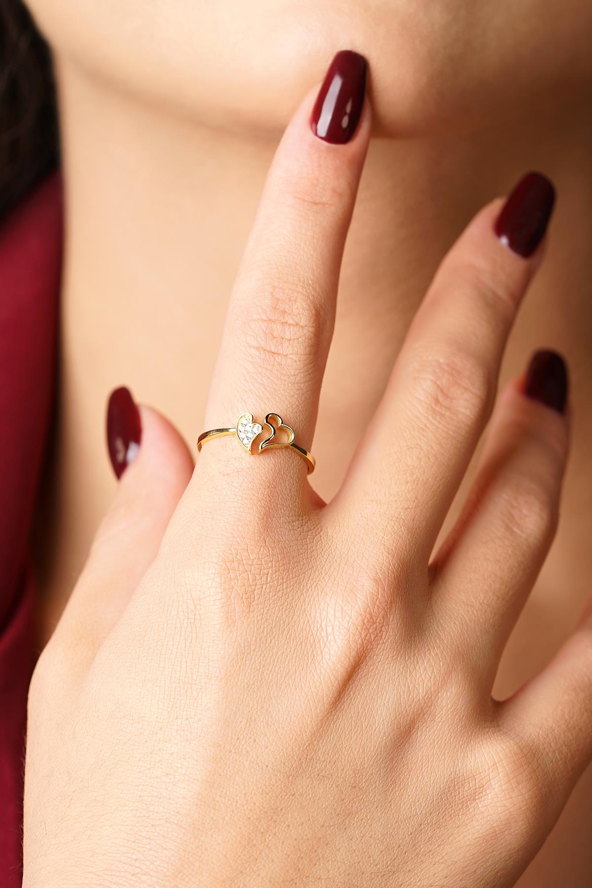 14K Gold Dancing Hearts Ring