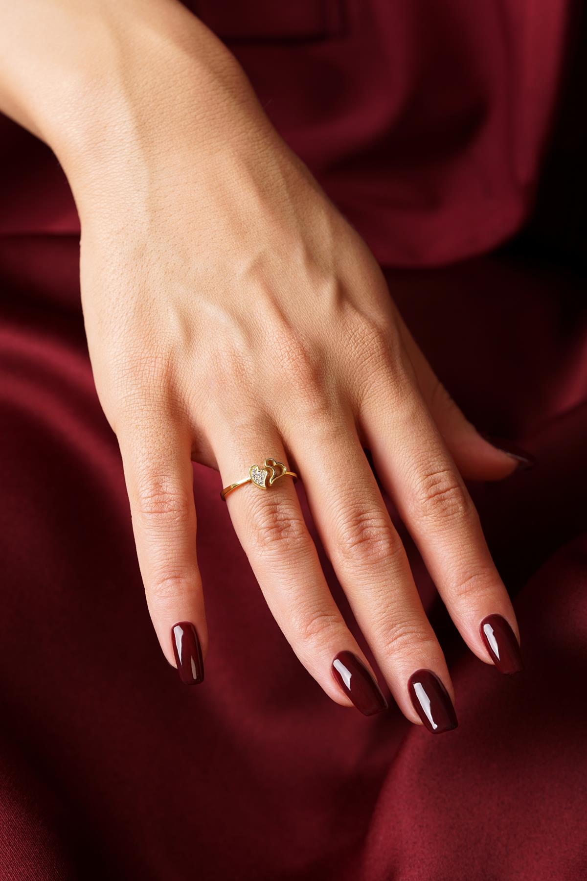 14K Gold Dancing Hearts Ring