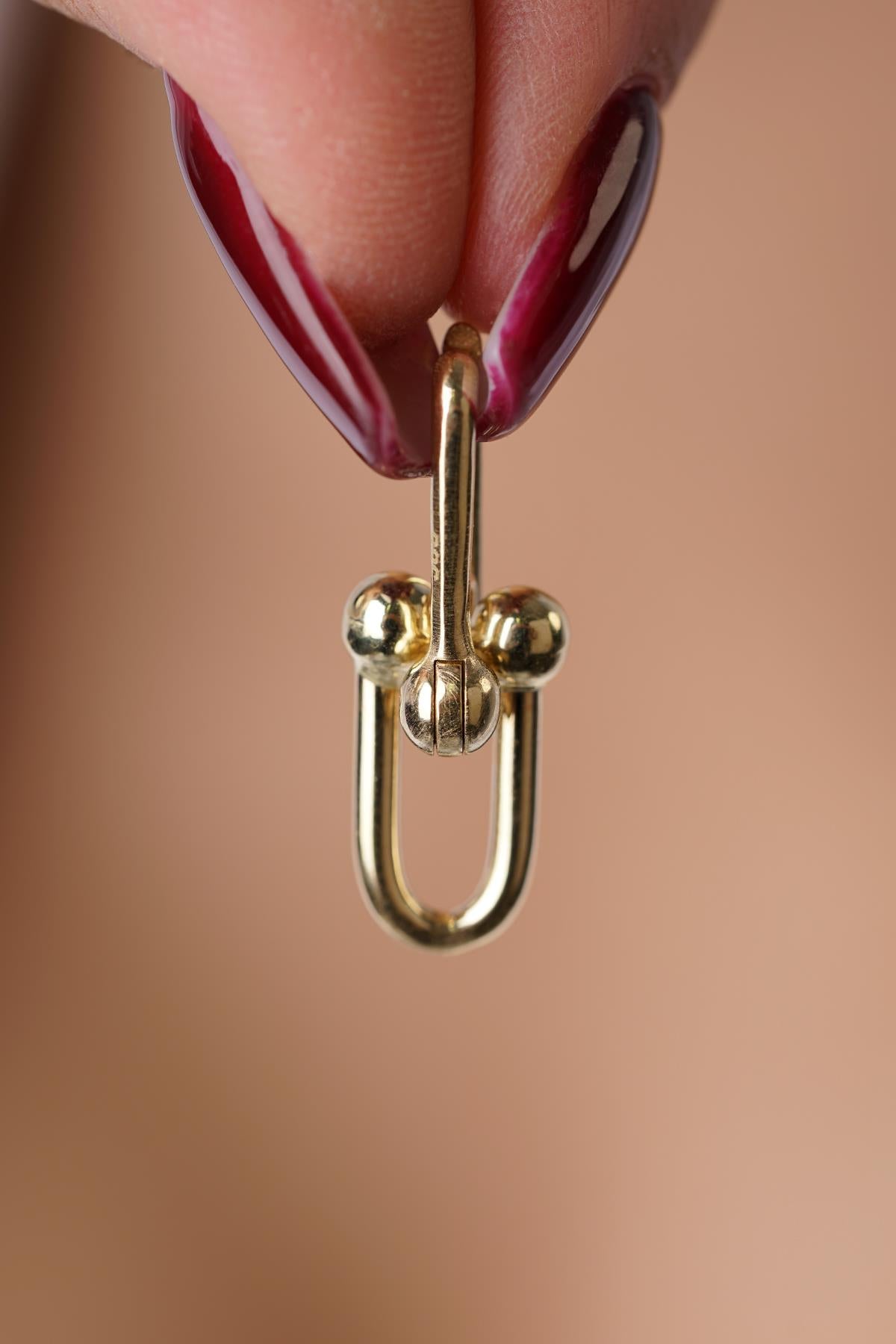 14K Gold Dangle Bead Paperclip Earrings