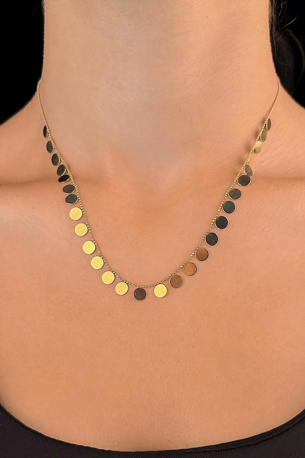 14K Gold Dangle Round Sequin chain