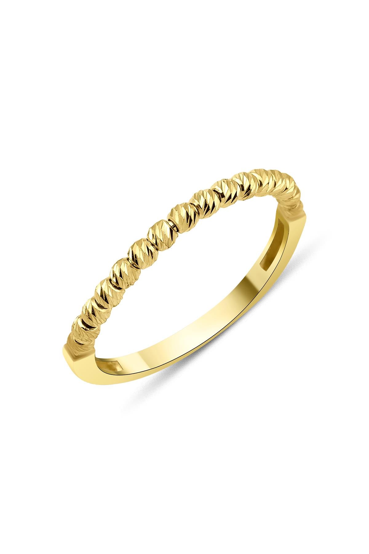 14K Gold Diamon Ball Single Row Ring