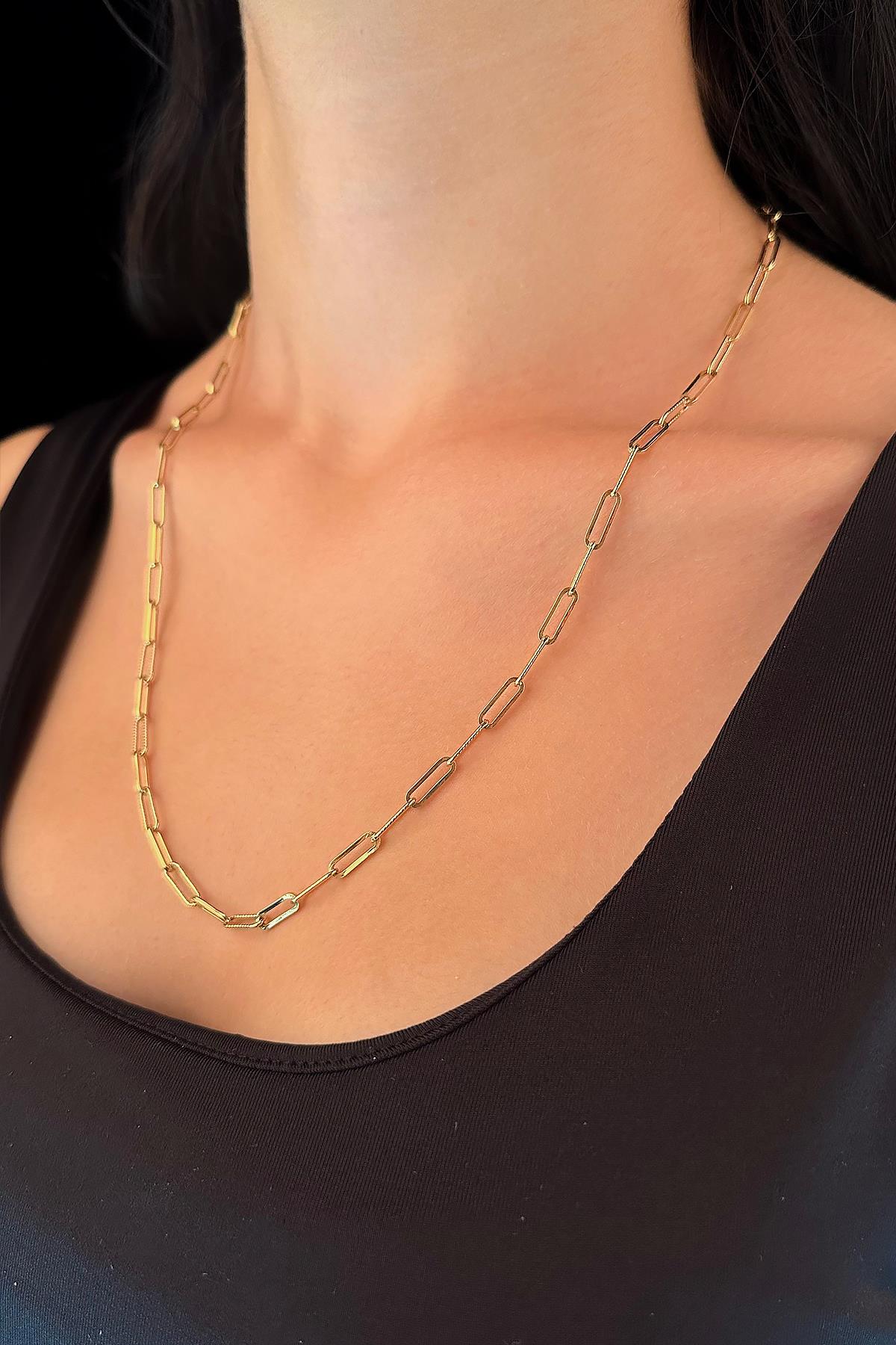 14K Gold Diamond Cut Paperclip Chain 0.149 inch