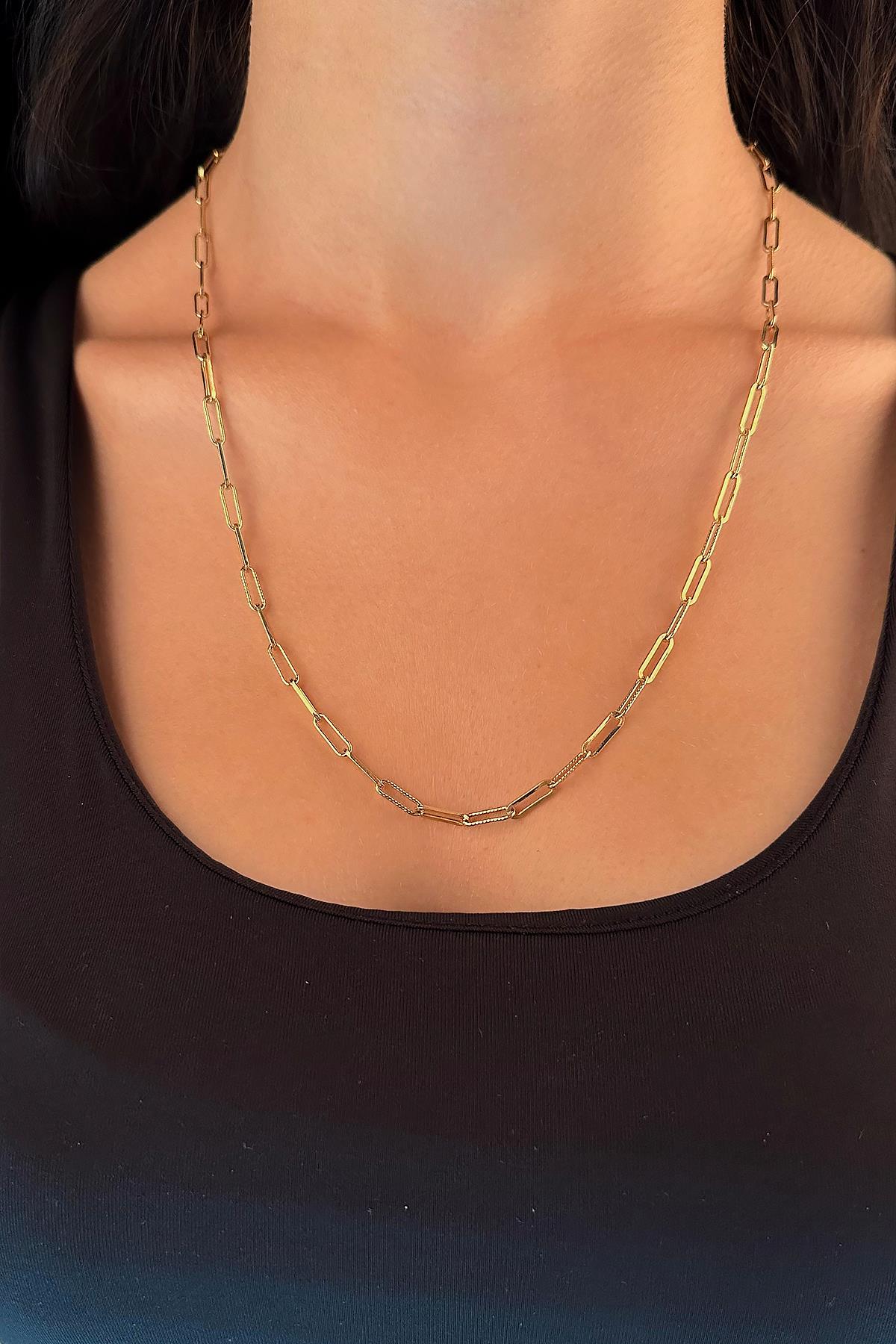 14K Gold Diamond Cut Paperclip Chain 0.149 inch