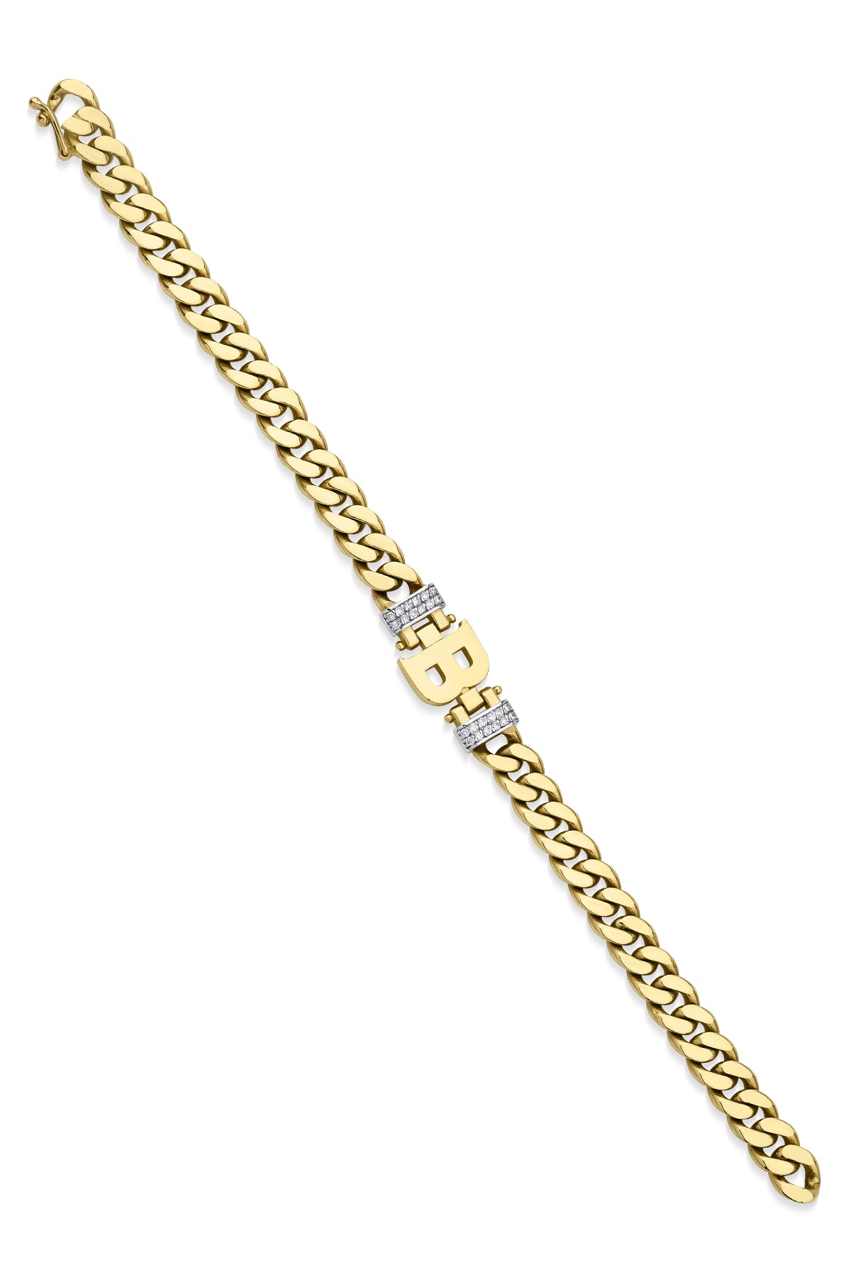 14K Gold Diamond Personalized Letter Bracelet