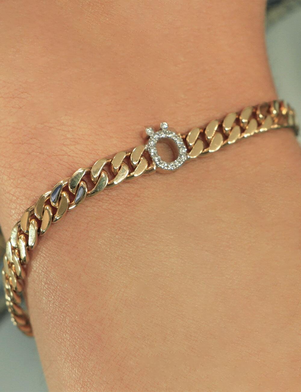 14K Gold Diamond Personalized Letter Bracelet