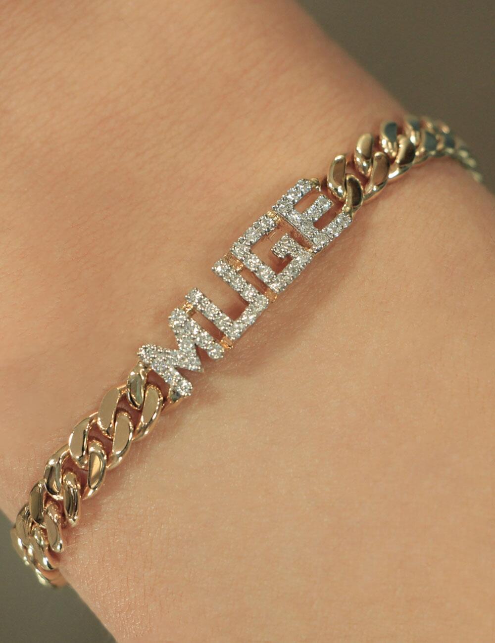 14K Gold Diamond Personalized Name Bracelet