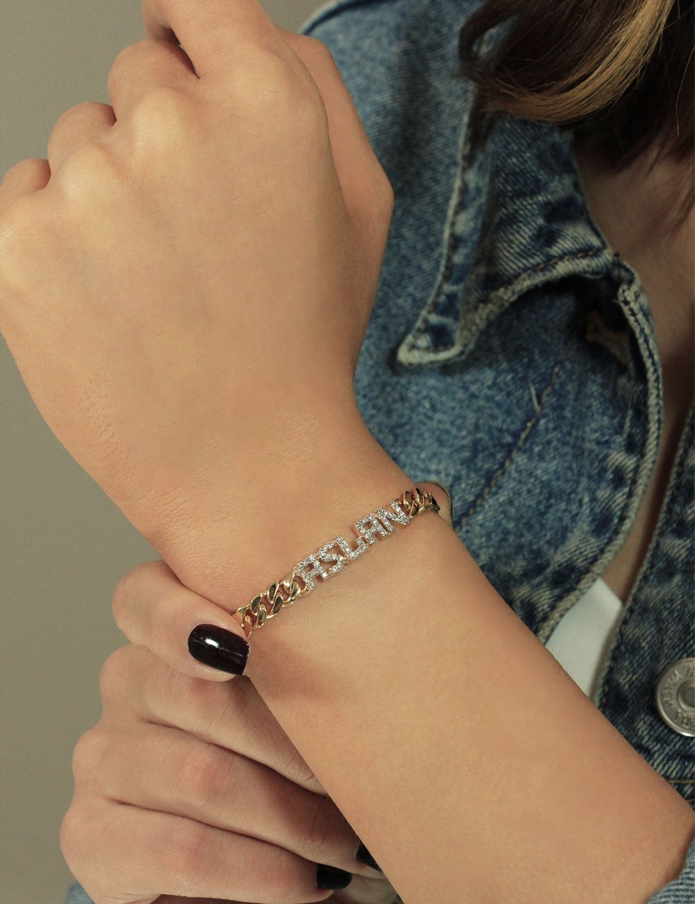 14K Gold Diamond Personalized Name Bracelet