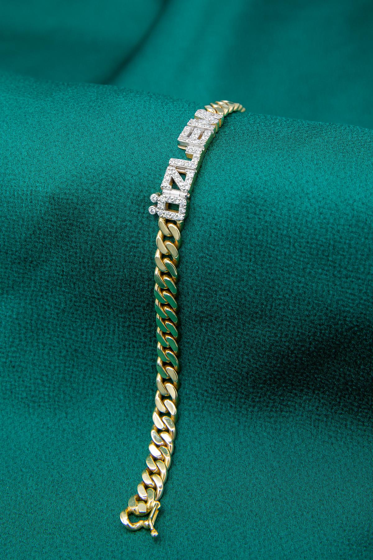 14K Gold Diamond Personalized Name Bracelet