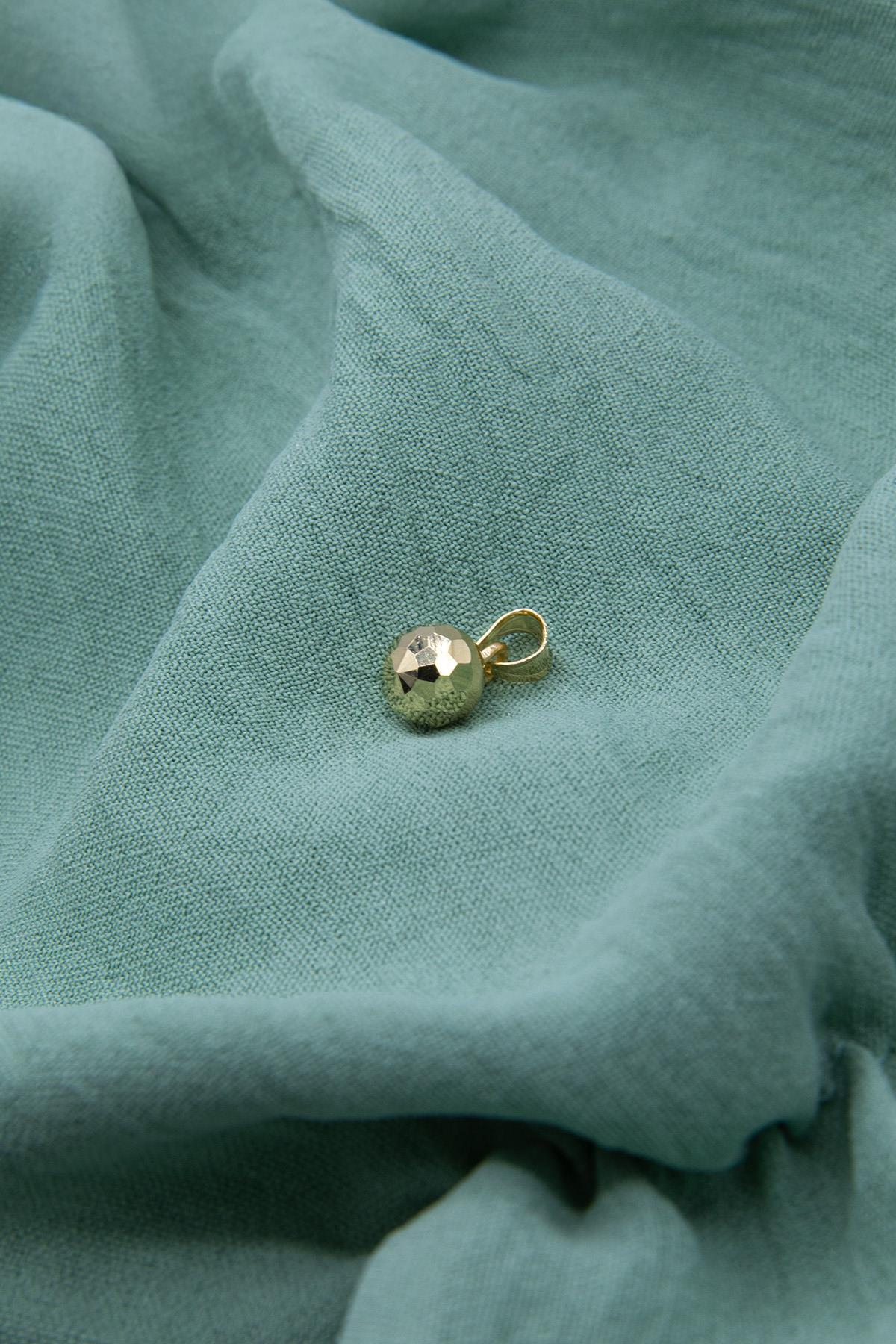 14K Solid Gold Disco Ball Charm ( Medium )