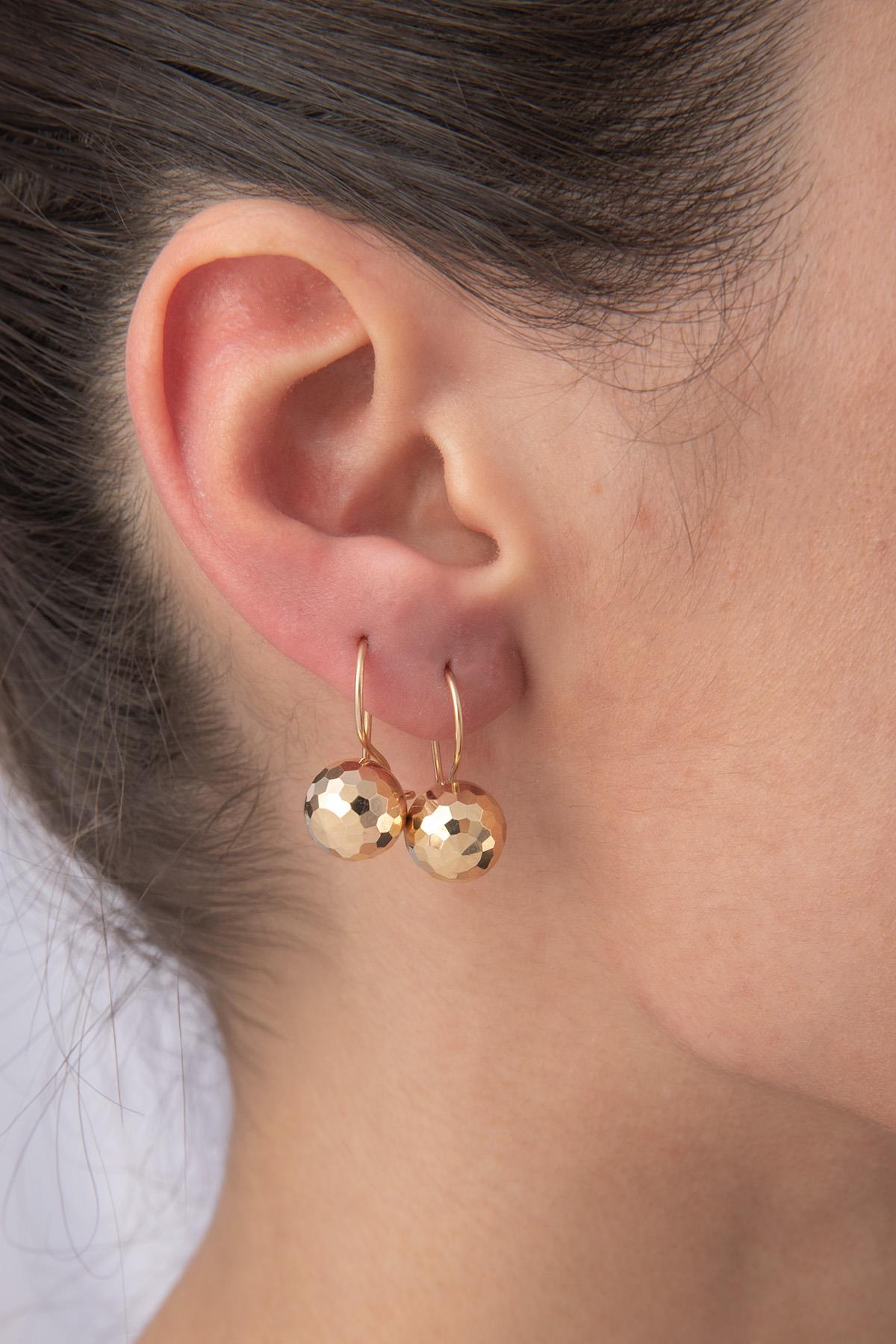 14K Gold Disco Euroball Earrings ( Big )