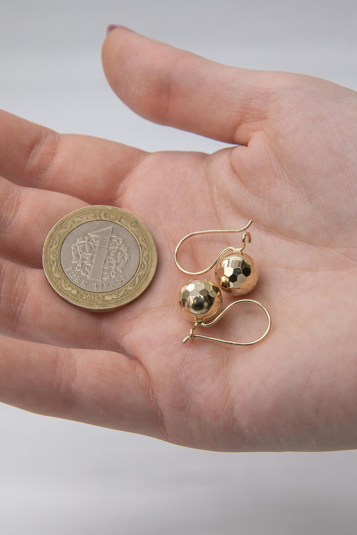 14K Gold Disco Euroball Earrings ( Big )