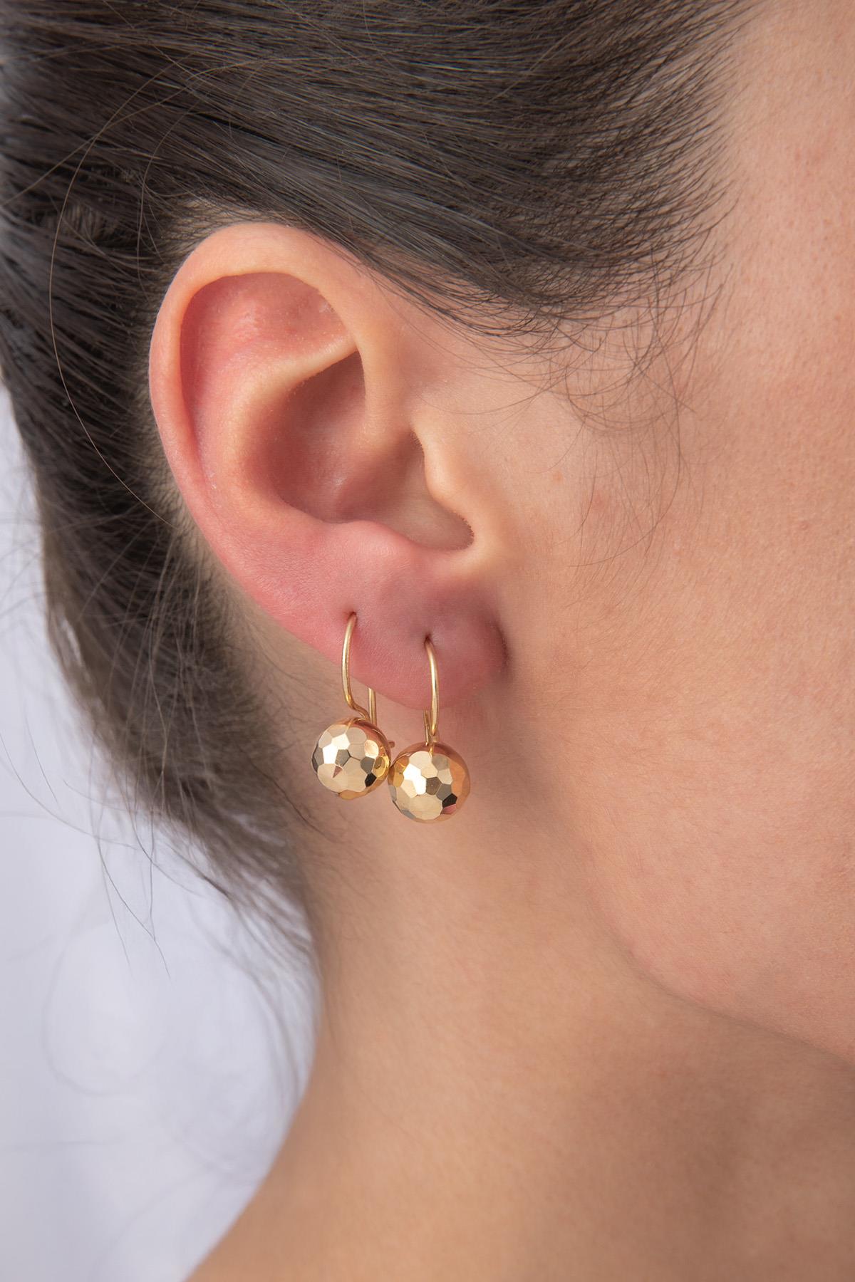 14K Gold Disco Euroball Earrings ( Medium )