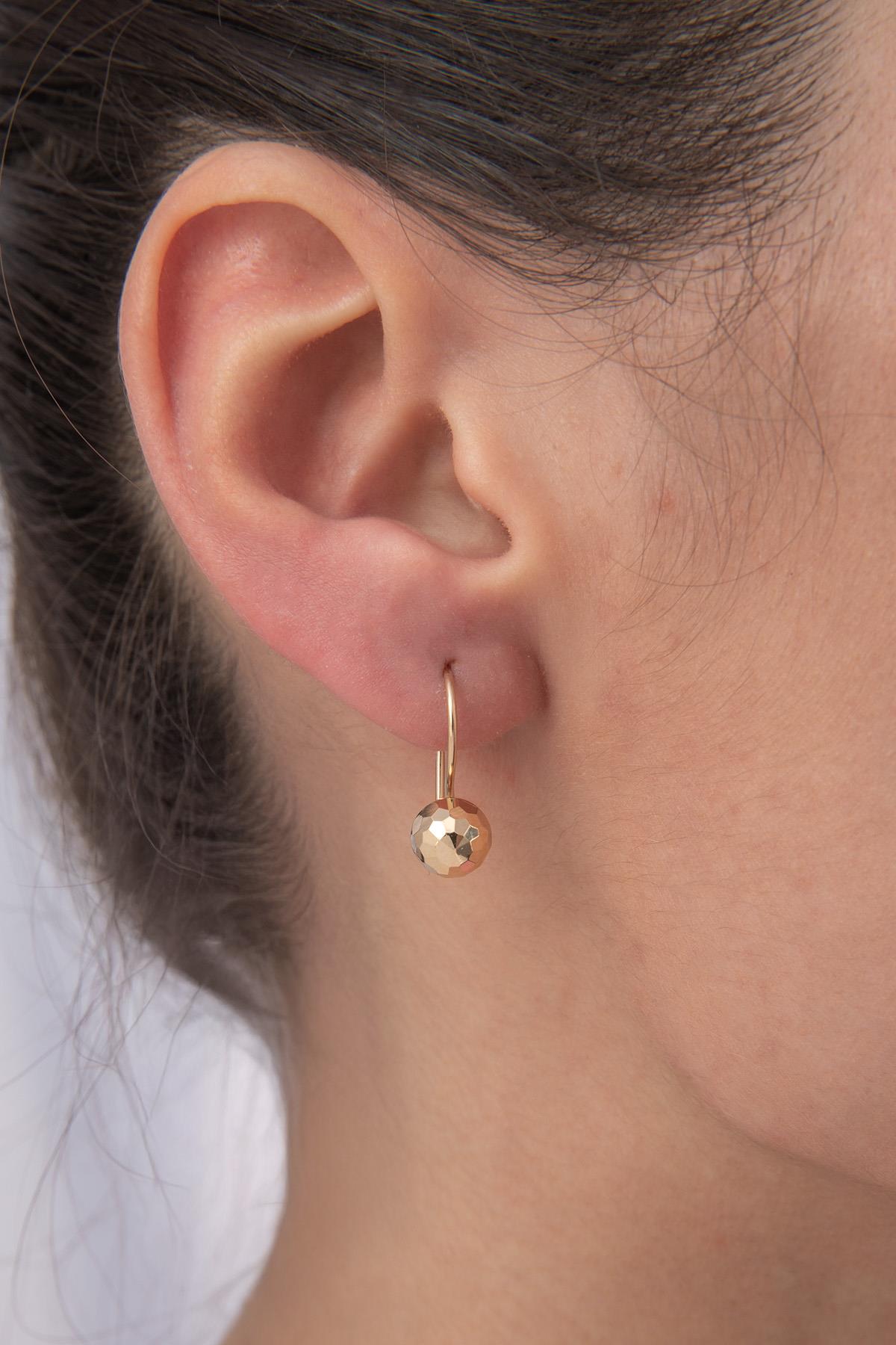14K Gold Disco Euroball Earrings ( Small )