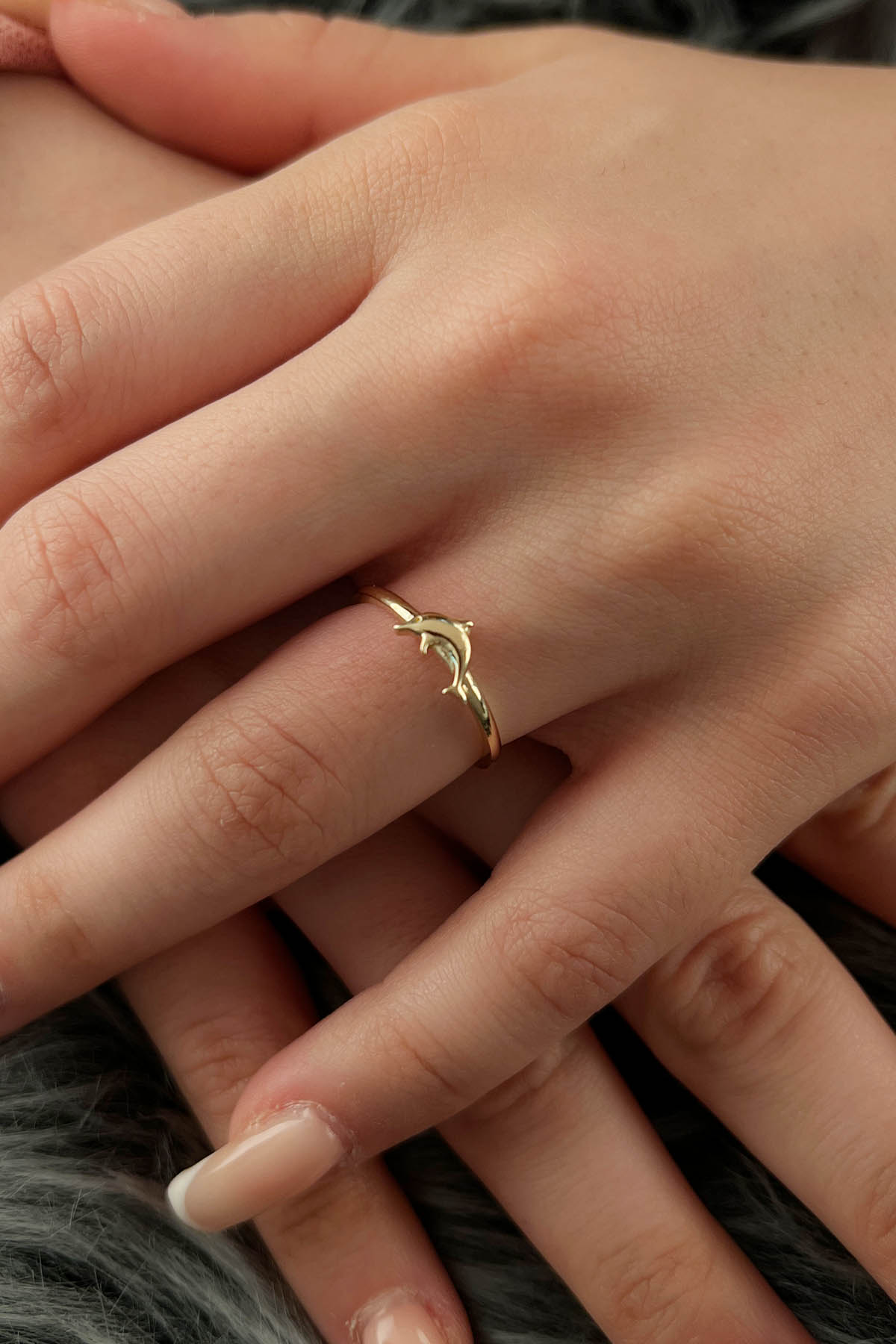 14K Gold Dolphin Shaped Ring
