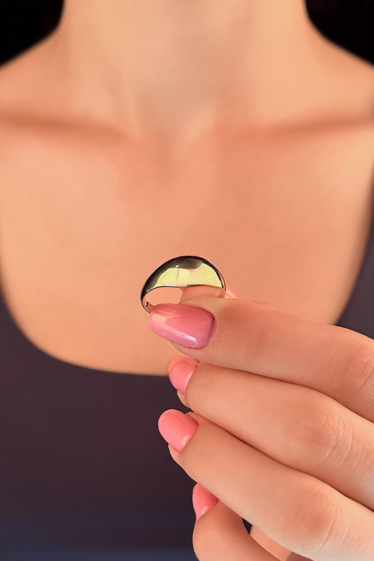 14K Gold Domed Puff Ring