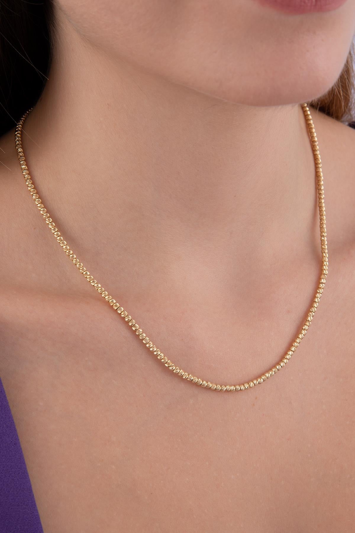 14K Gold Dorica Ball Beaded Chain