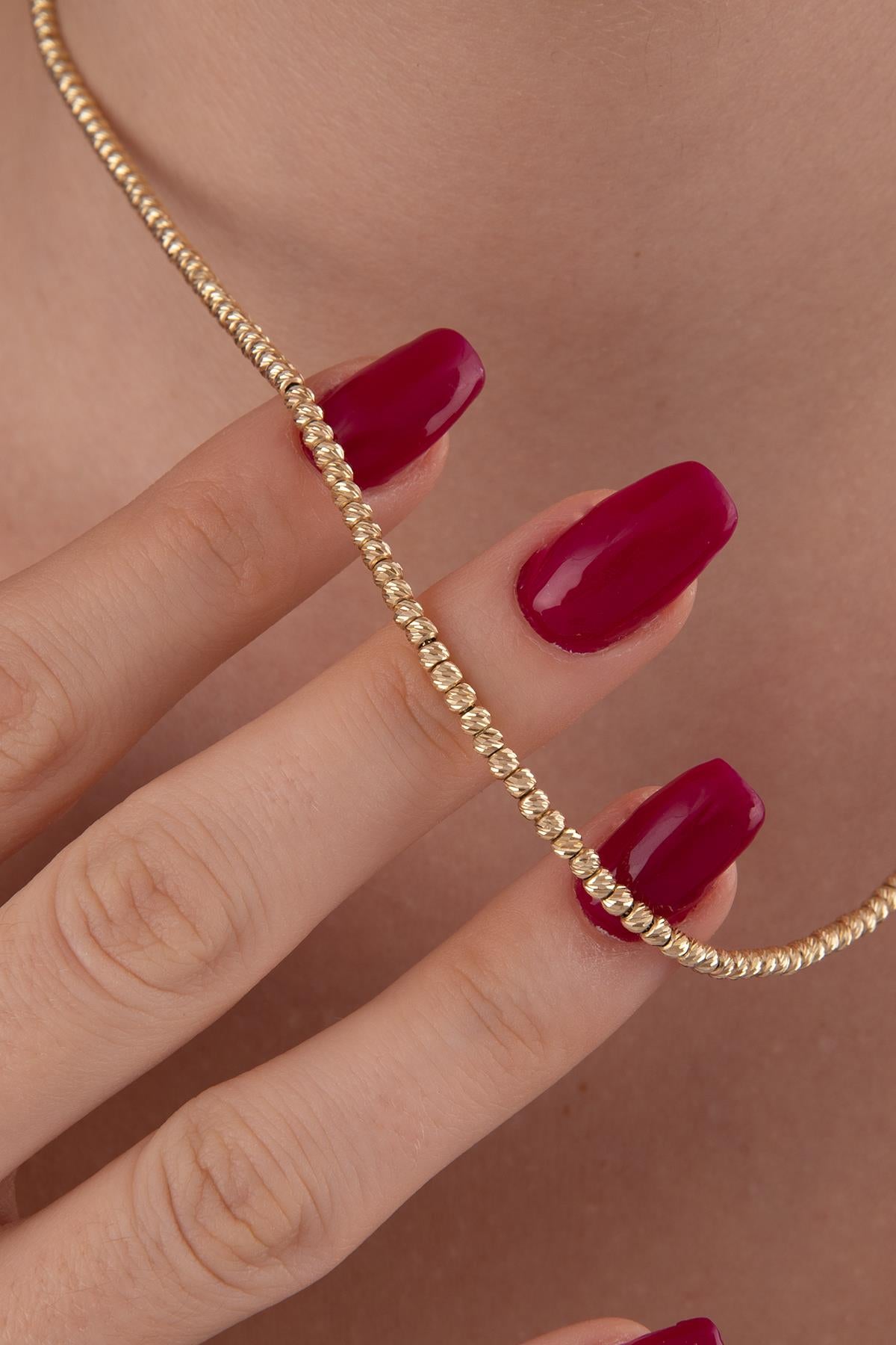 14K Gold Dorica Ball Beaded Chain