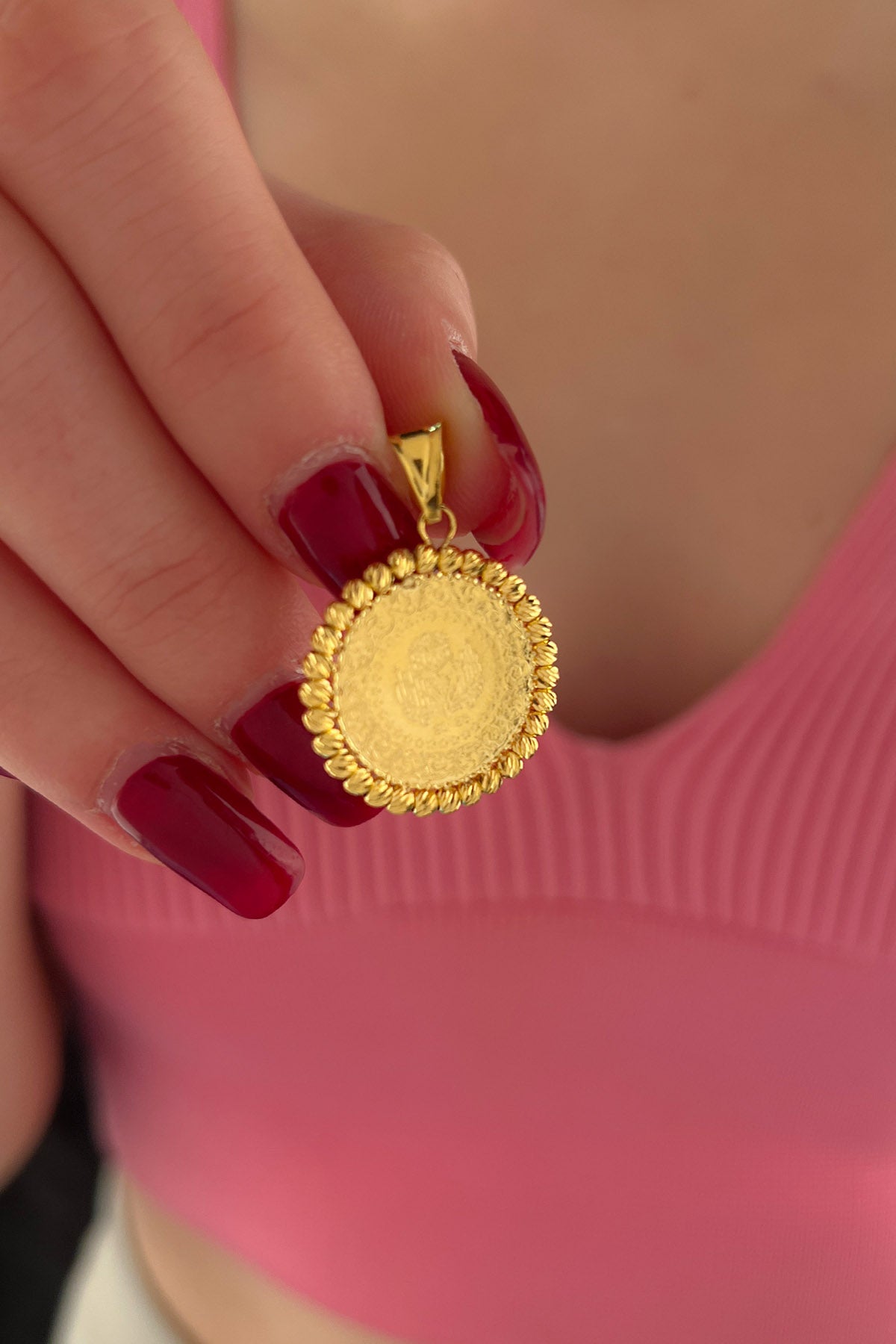 14K Gold Dorica Coin Charm