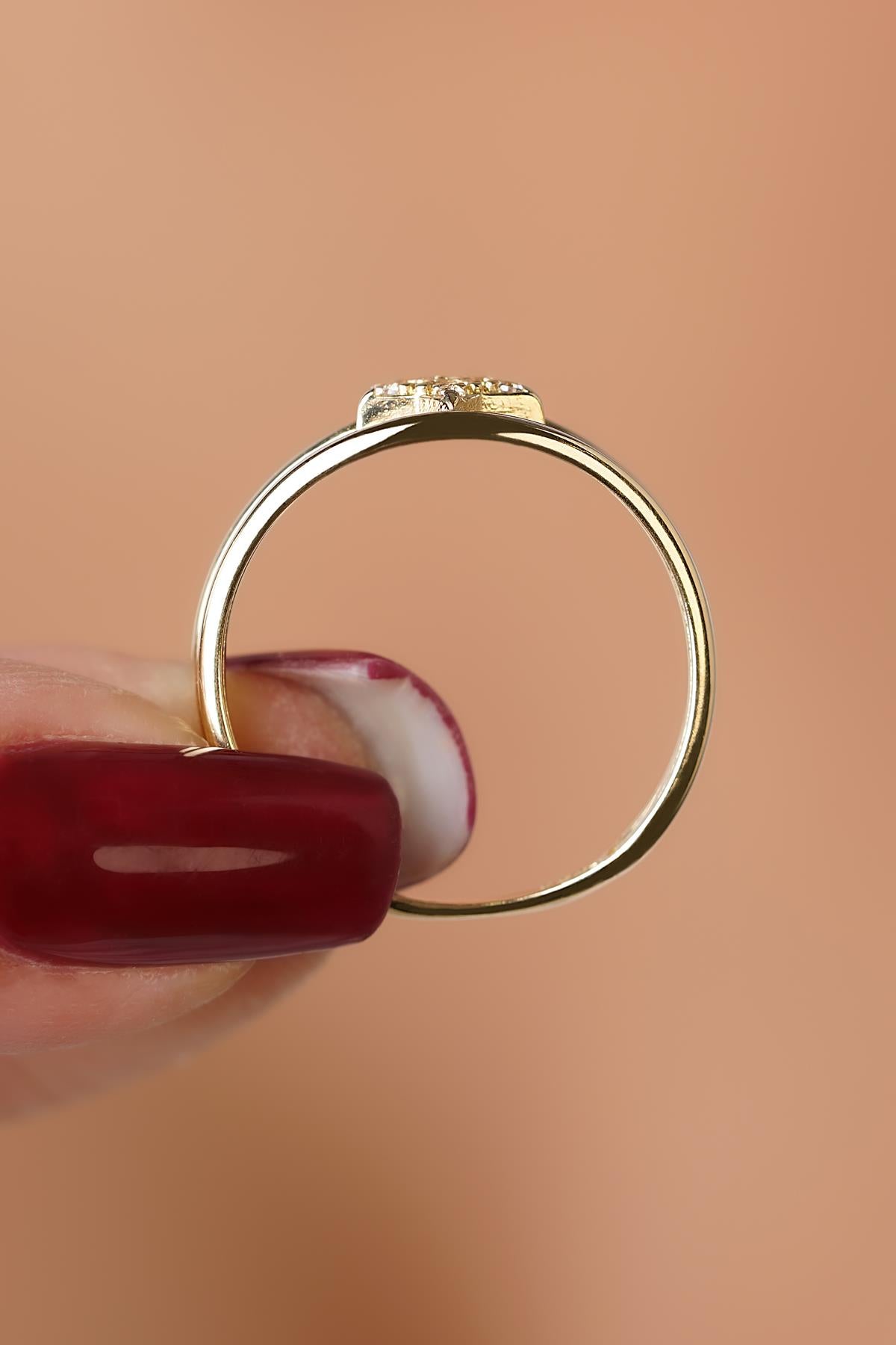 14K Gold Double Band Star Ring