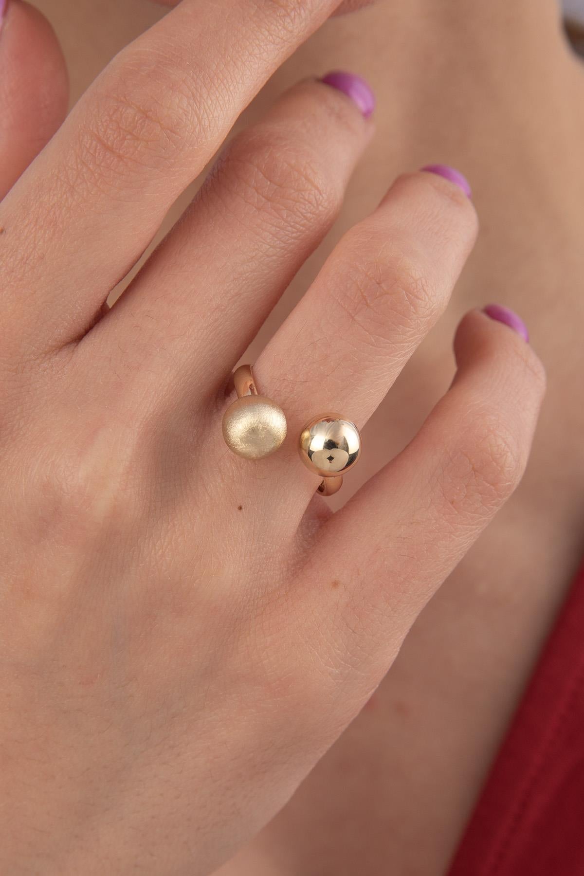14K Gold Double Euro Ball Ring