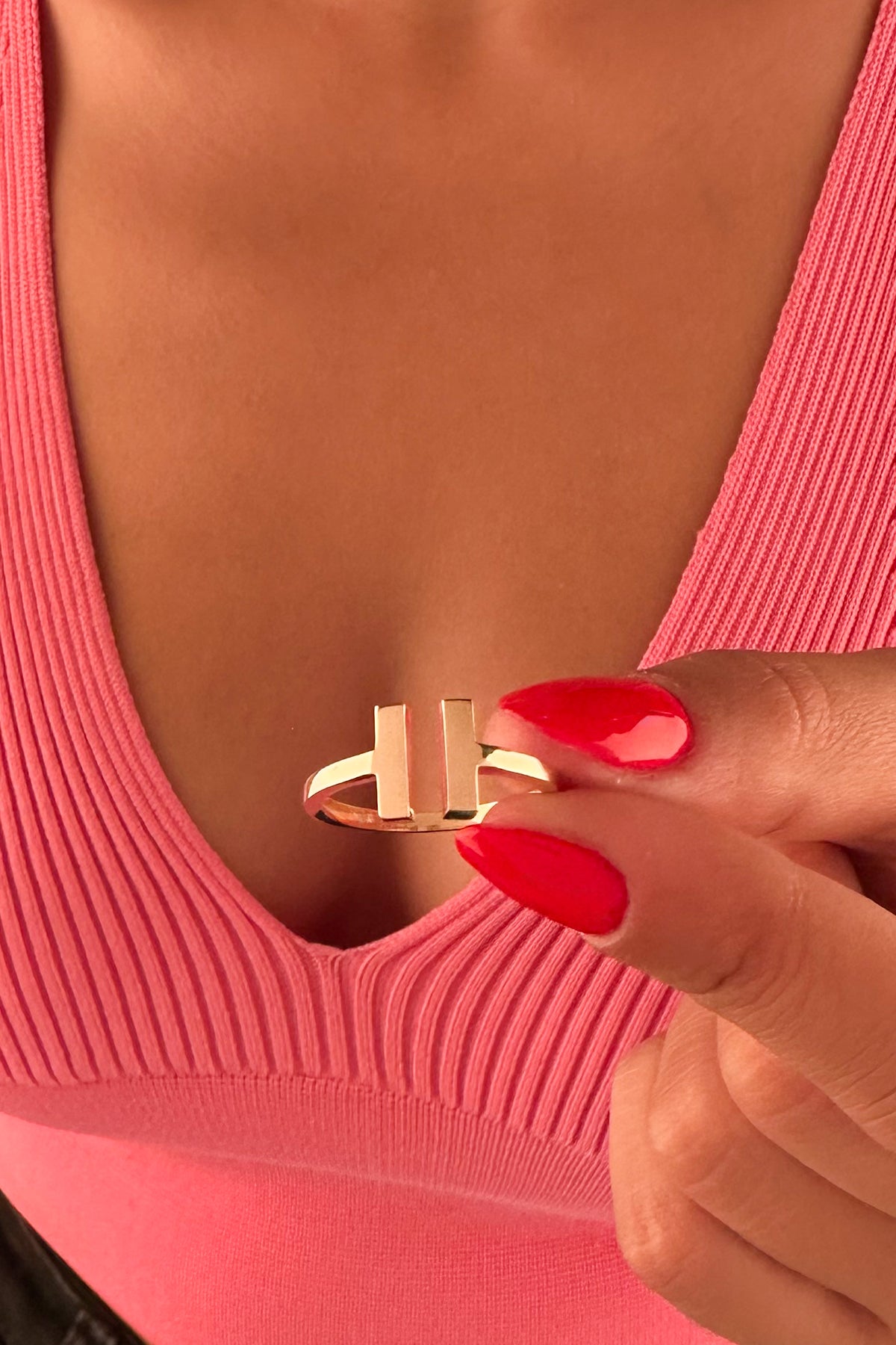 14K Gold Double Rectangle Ring