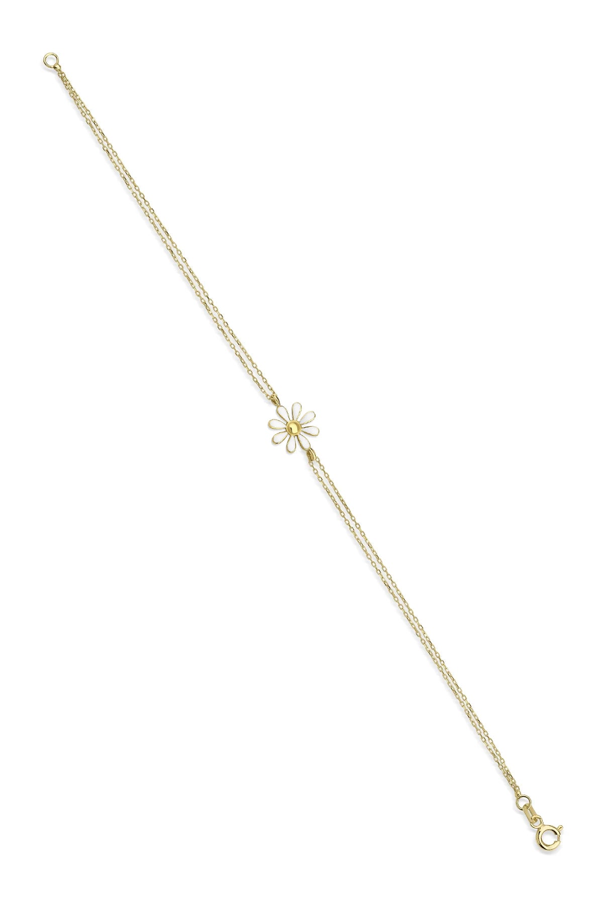 14K Gold Double Row Daisy Bracelet