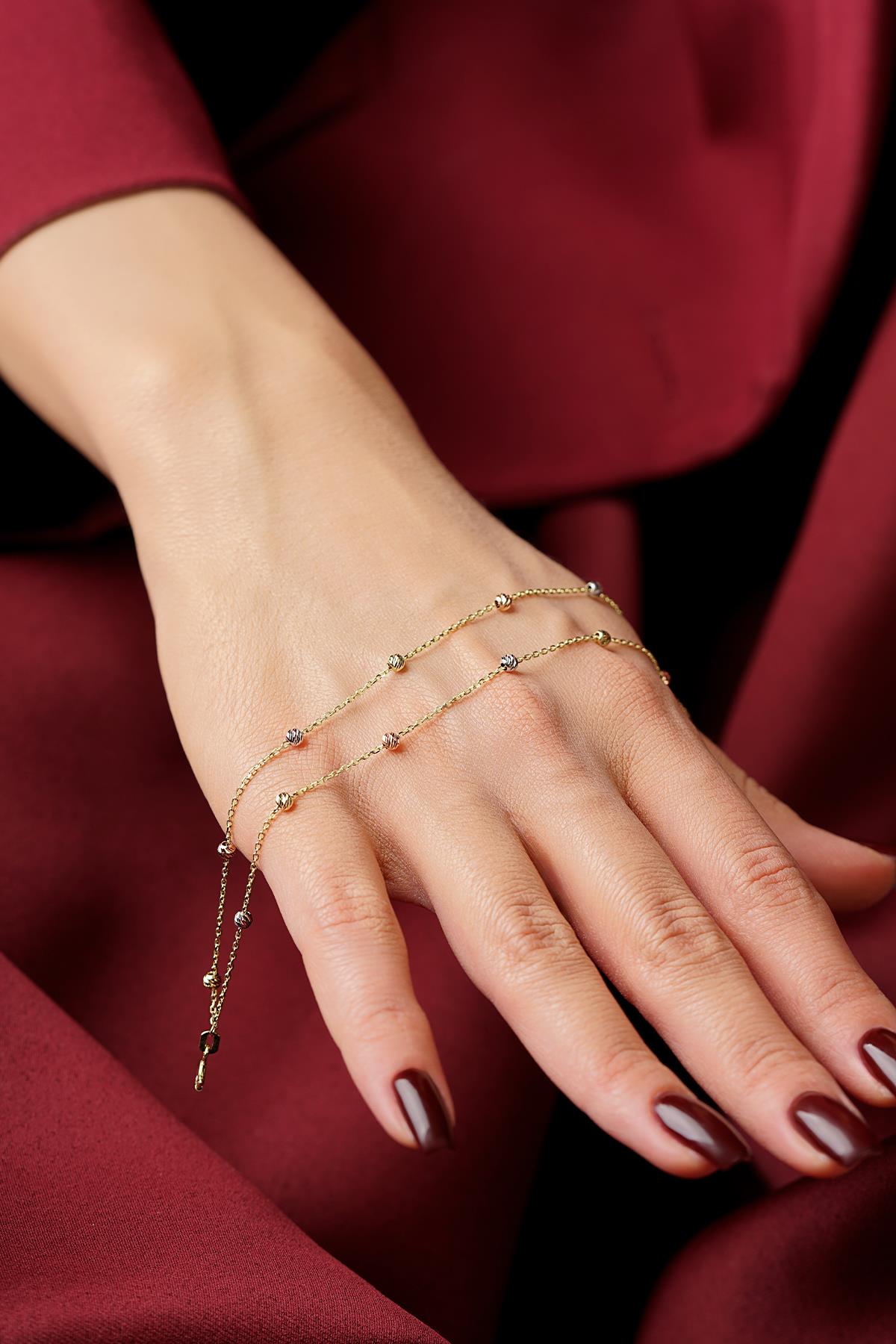 14K Solid Gold Double Row Dorica Ball Bracelet