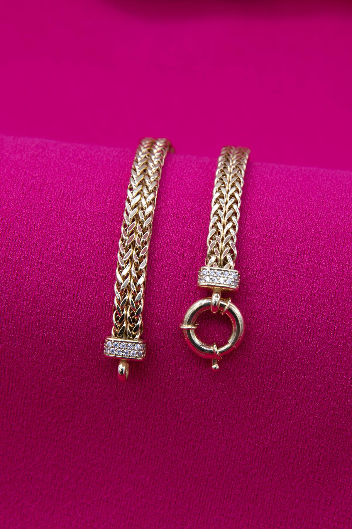 14K Gold Double Row Franco Chain Bracelet