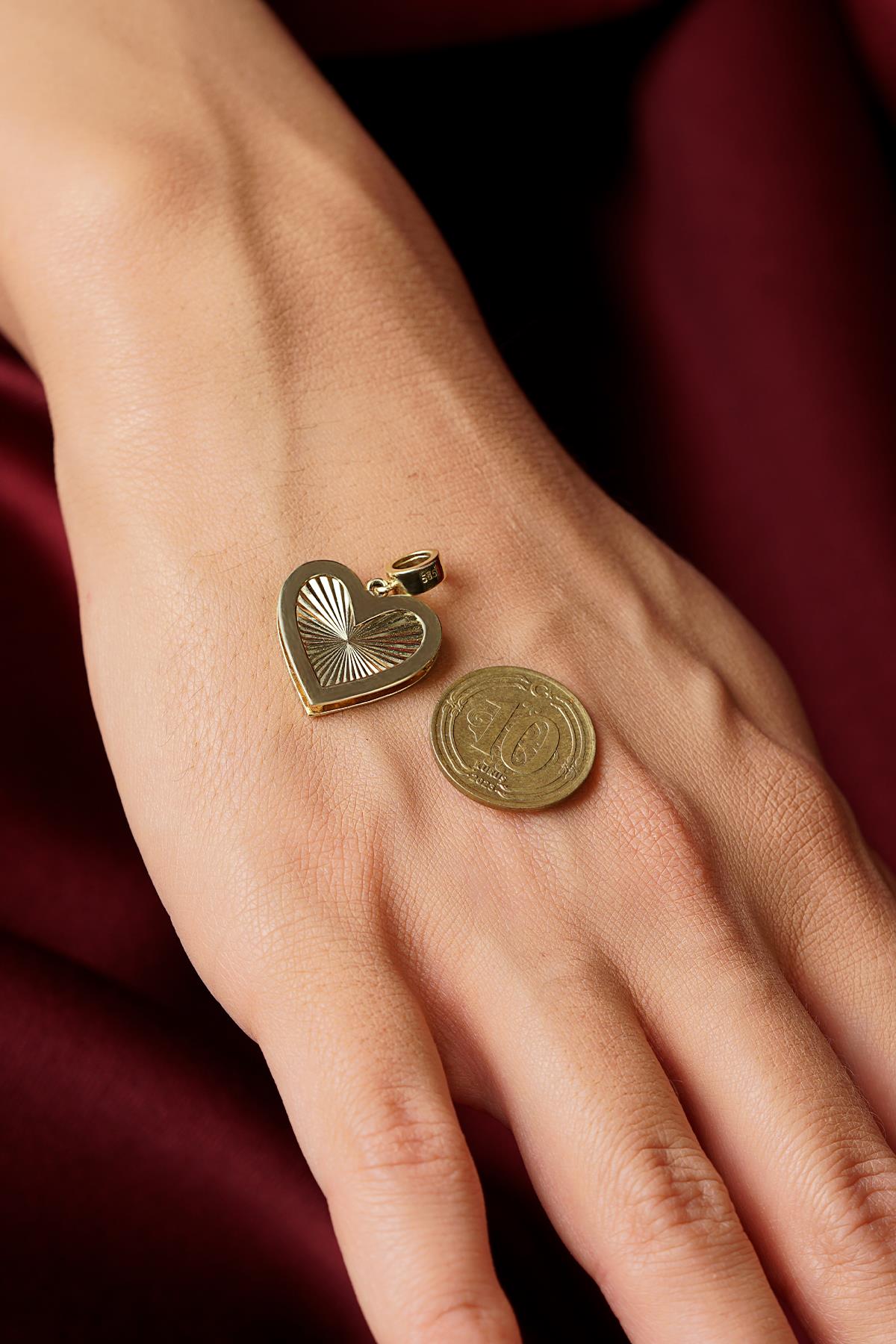 14K Solid Gold Double Sided Bright Heart Charm