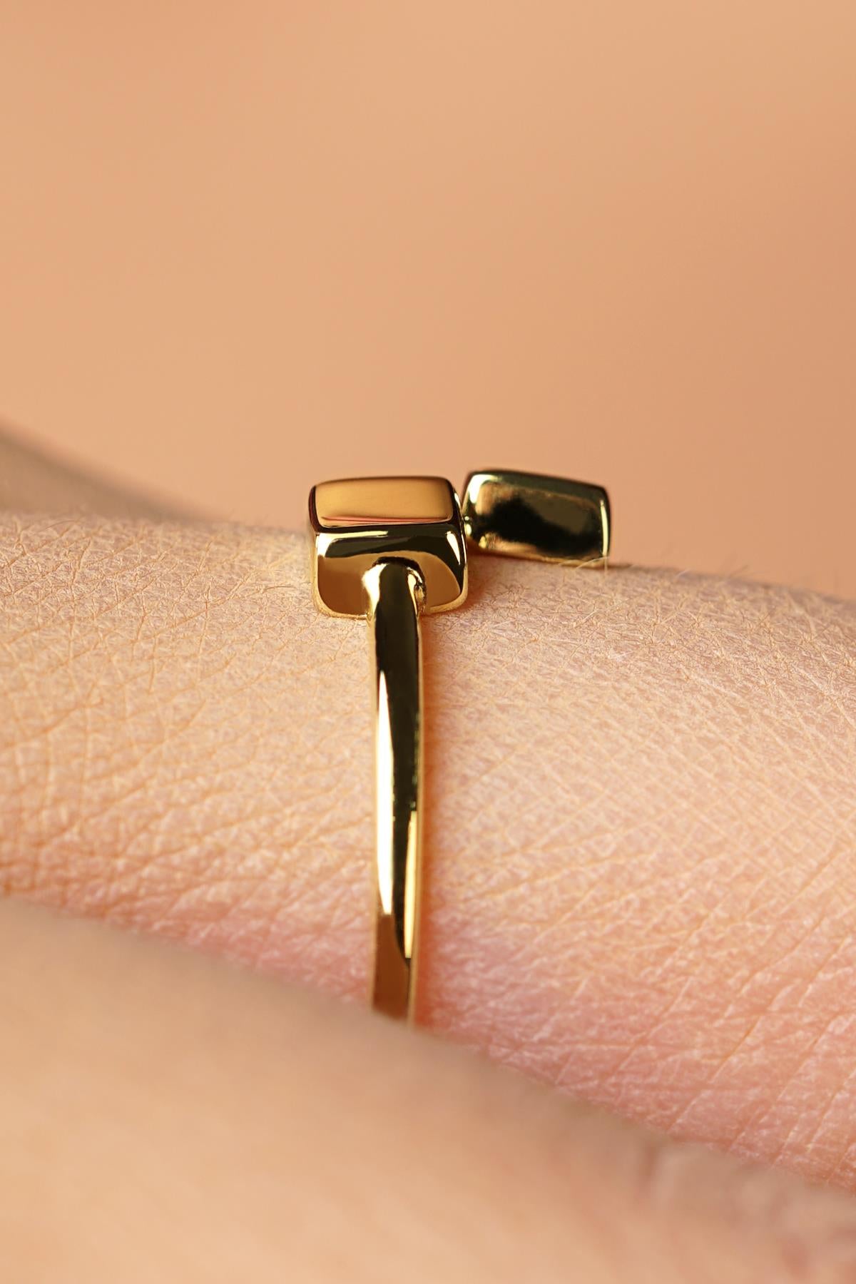 14K Gold Double Square Ring