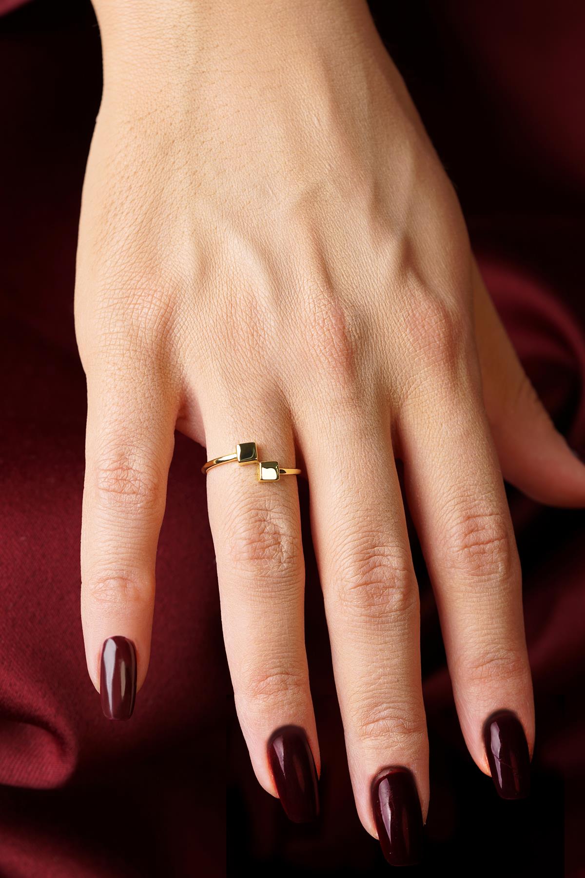 14K Gold Double Square Ring