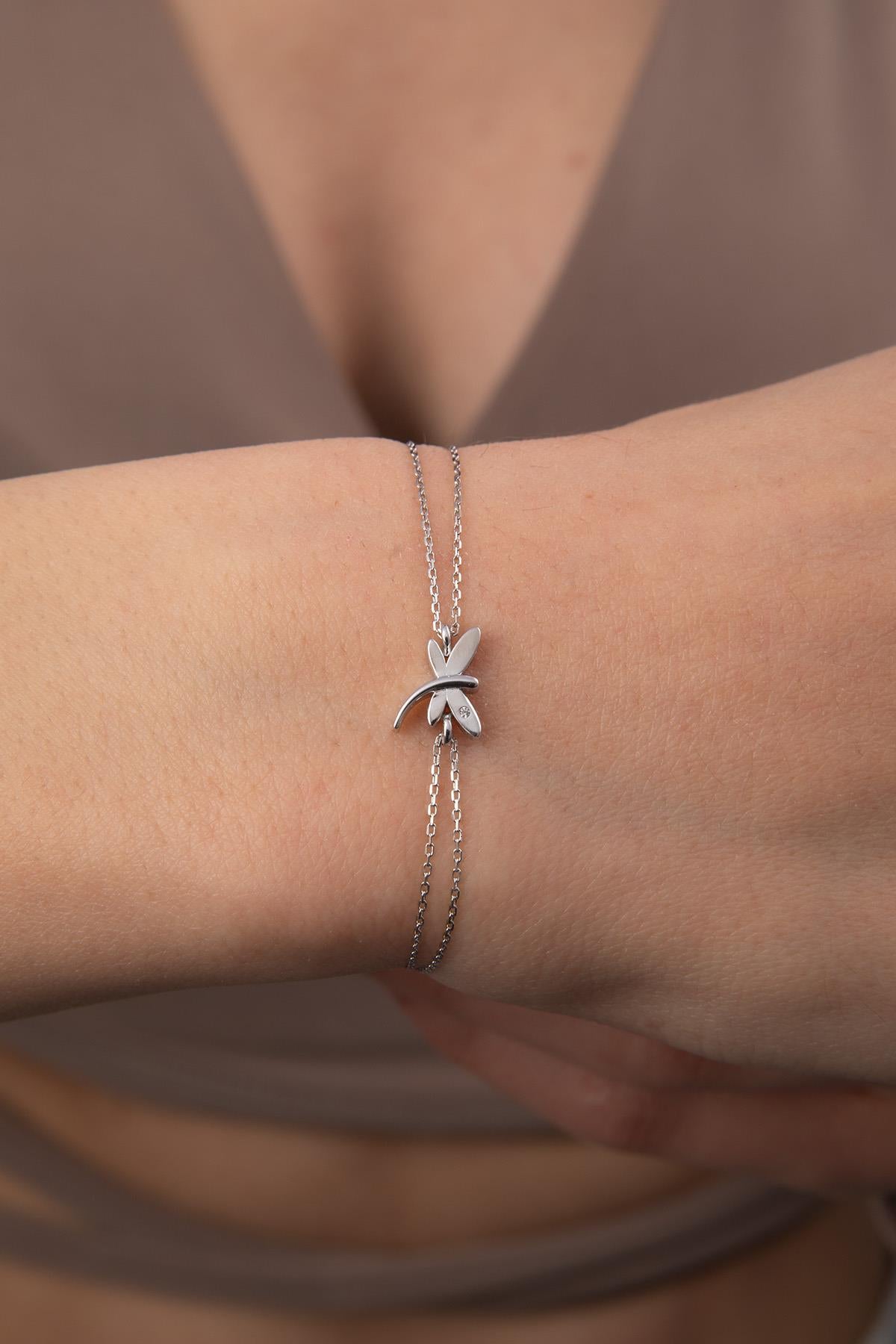 14K Solid Gold Dragonfly Bracelet