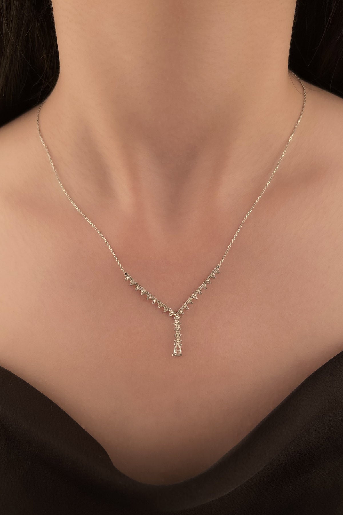 14K Gold Drop Stone Detailed Necklace