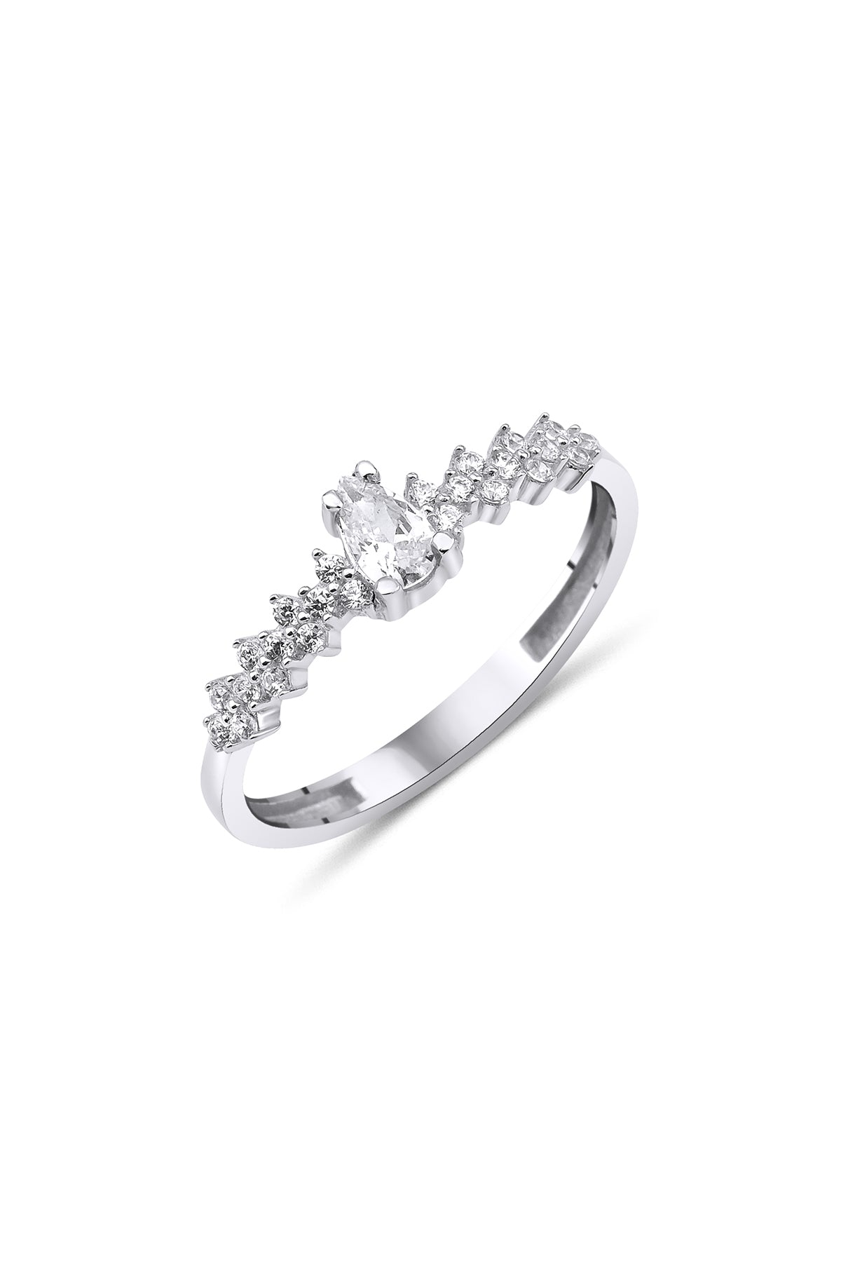 14K Gold Drop Stone Ring