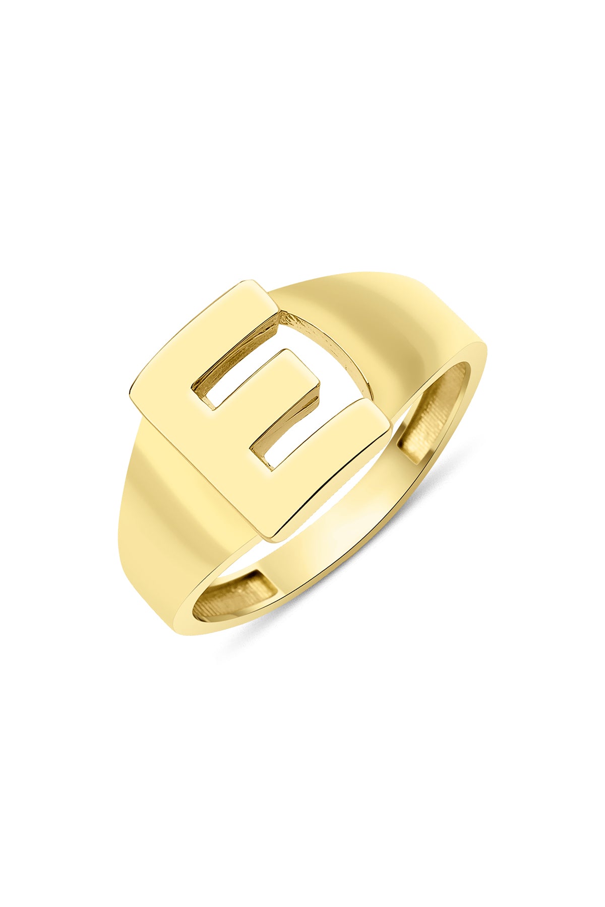14k Gold E Initial Ring