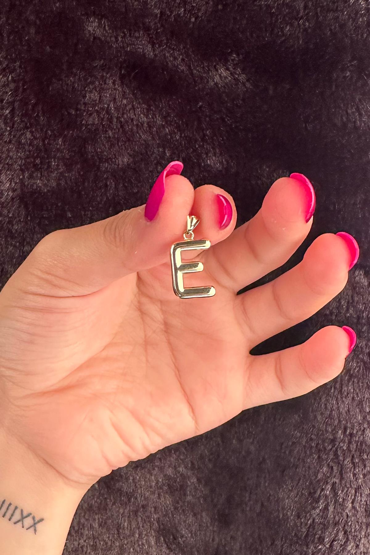 14K Gold E Letter Charm
