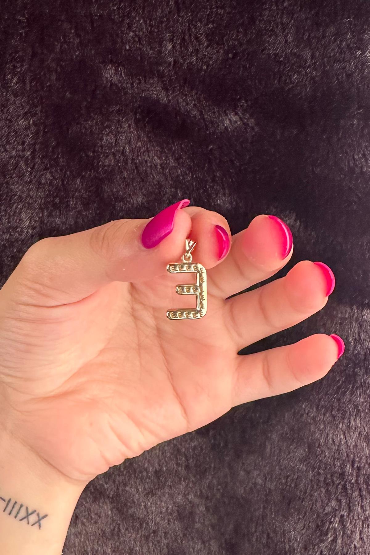 14K Gold E Letter Charm