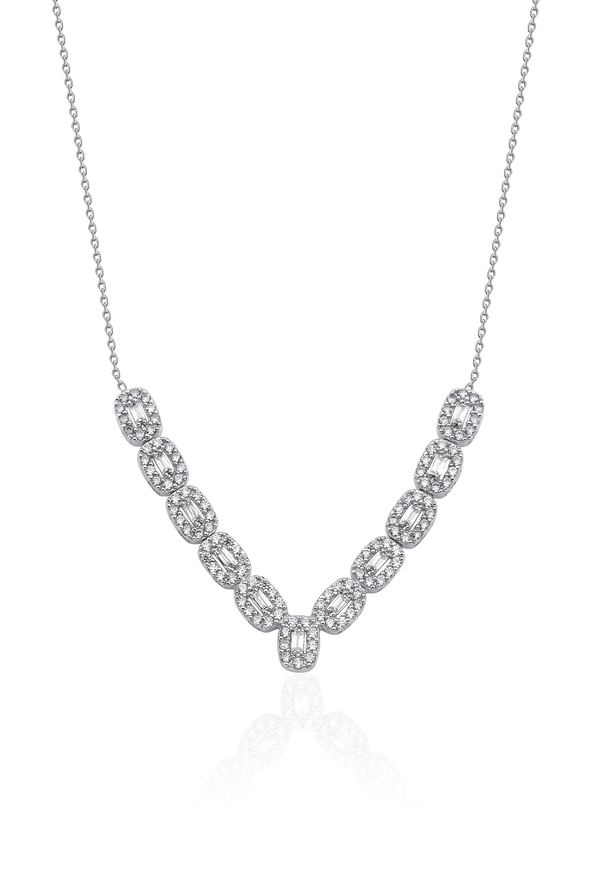 14K Gold Elegant Baguette Stone Necklace