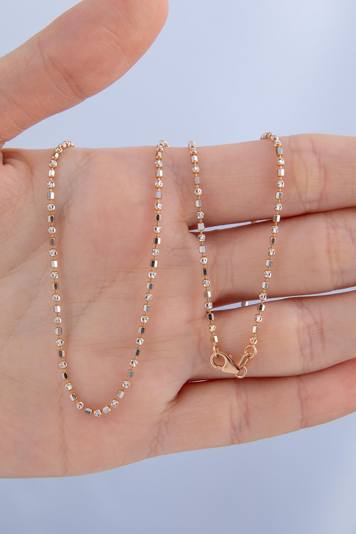 14K Gold Elegant Dorica Ball Chain