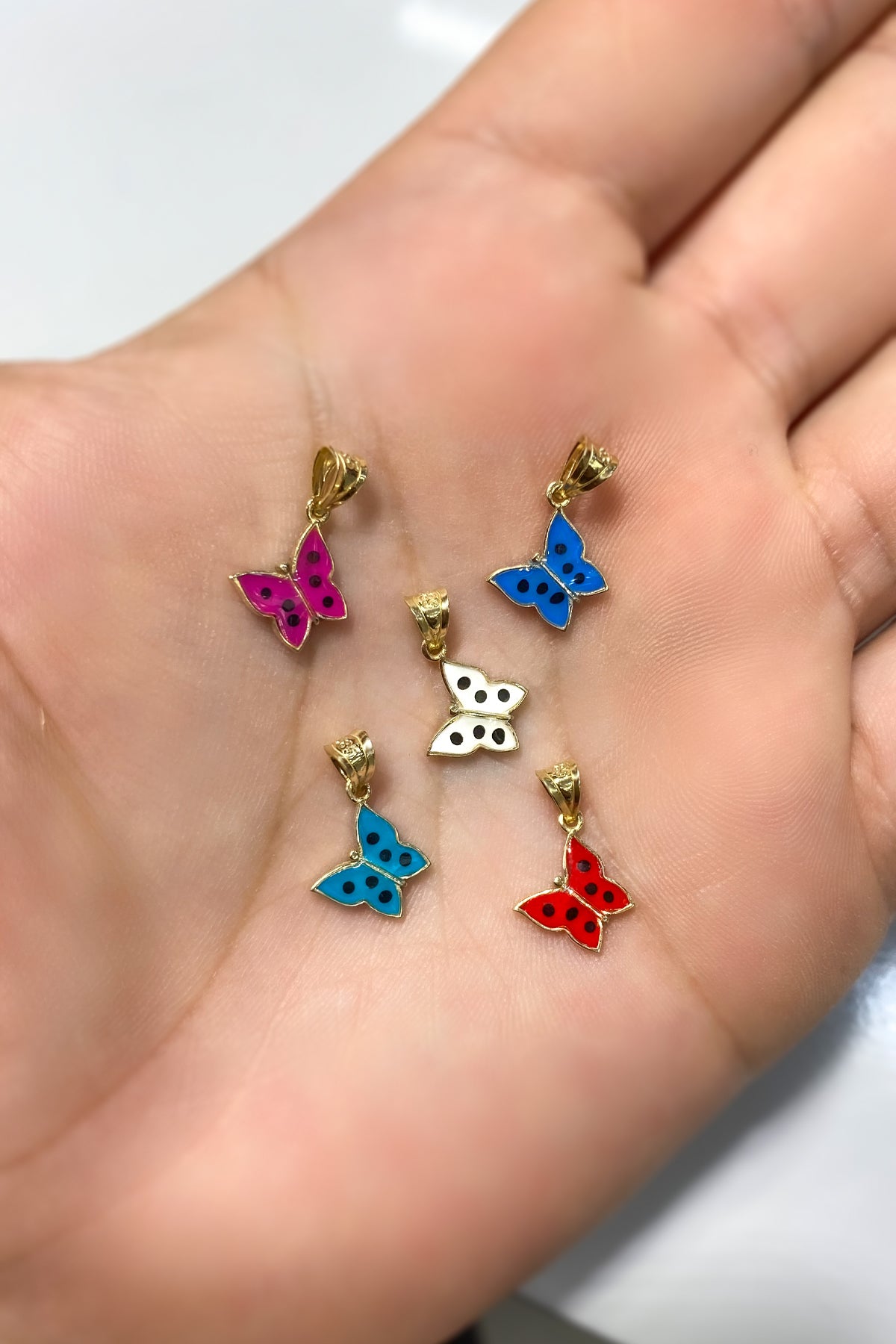 14K Gold Enamel Butterflys Charm