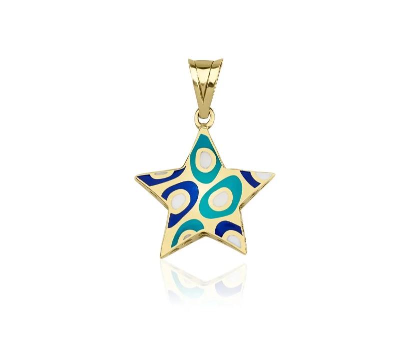 14K Gold Enamel Color Star Charm