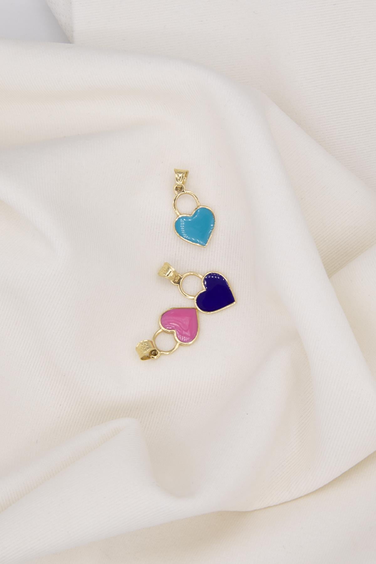 14K Gold Enamel Heart Charm