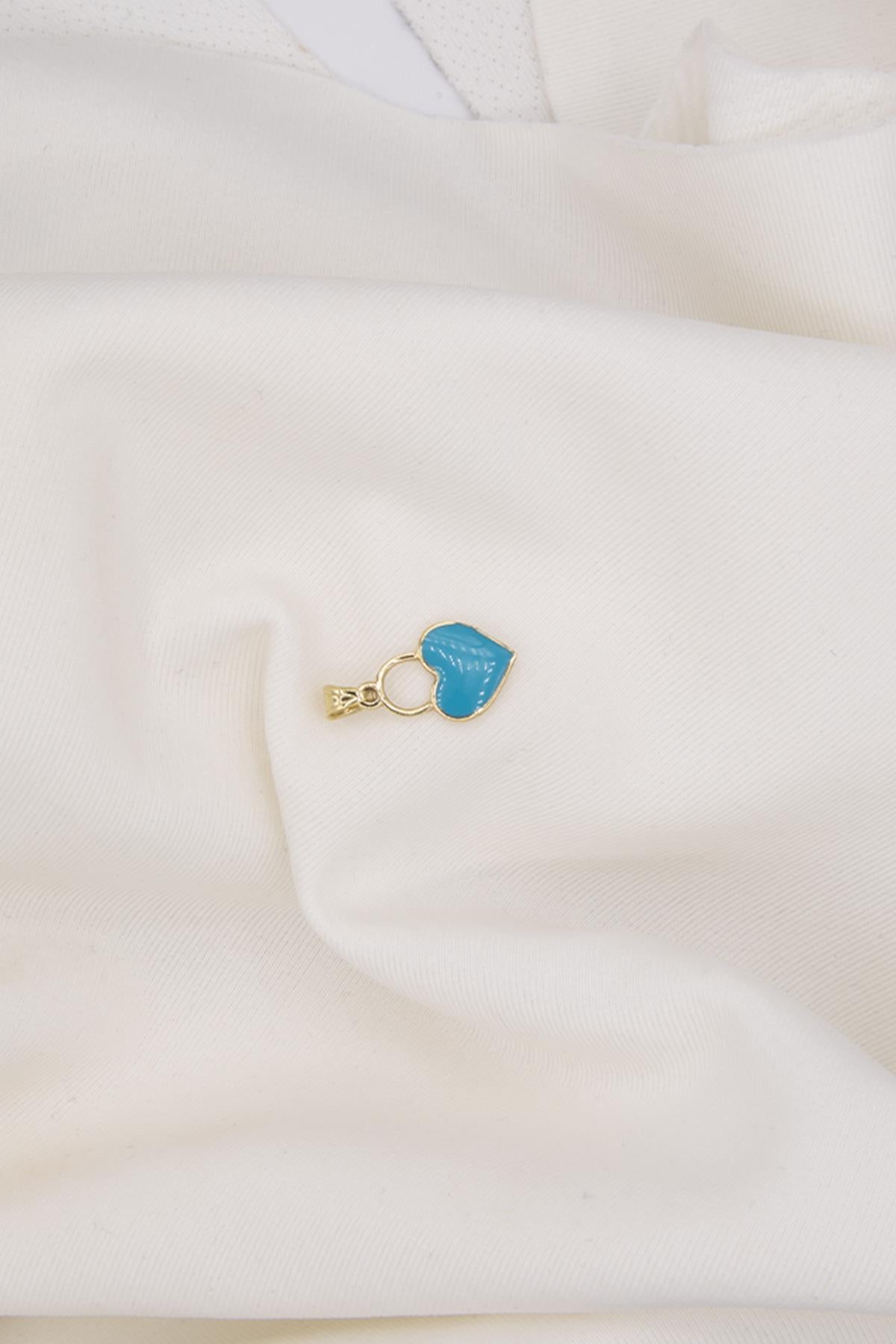 14K Gold Enamel Heart Charm