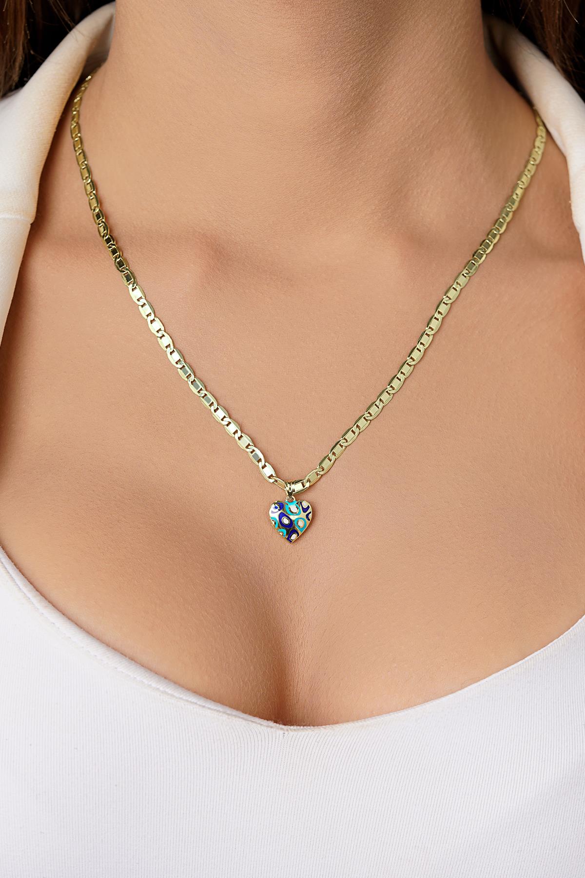 14K Gold Enamel Heart on Valentino Chain