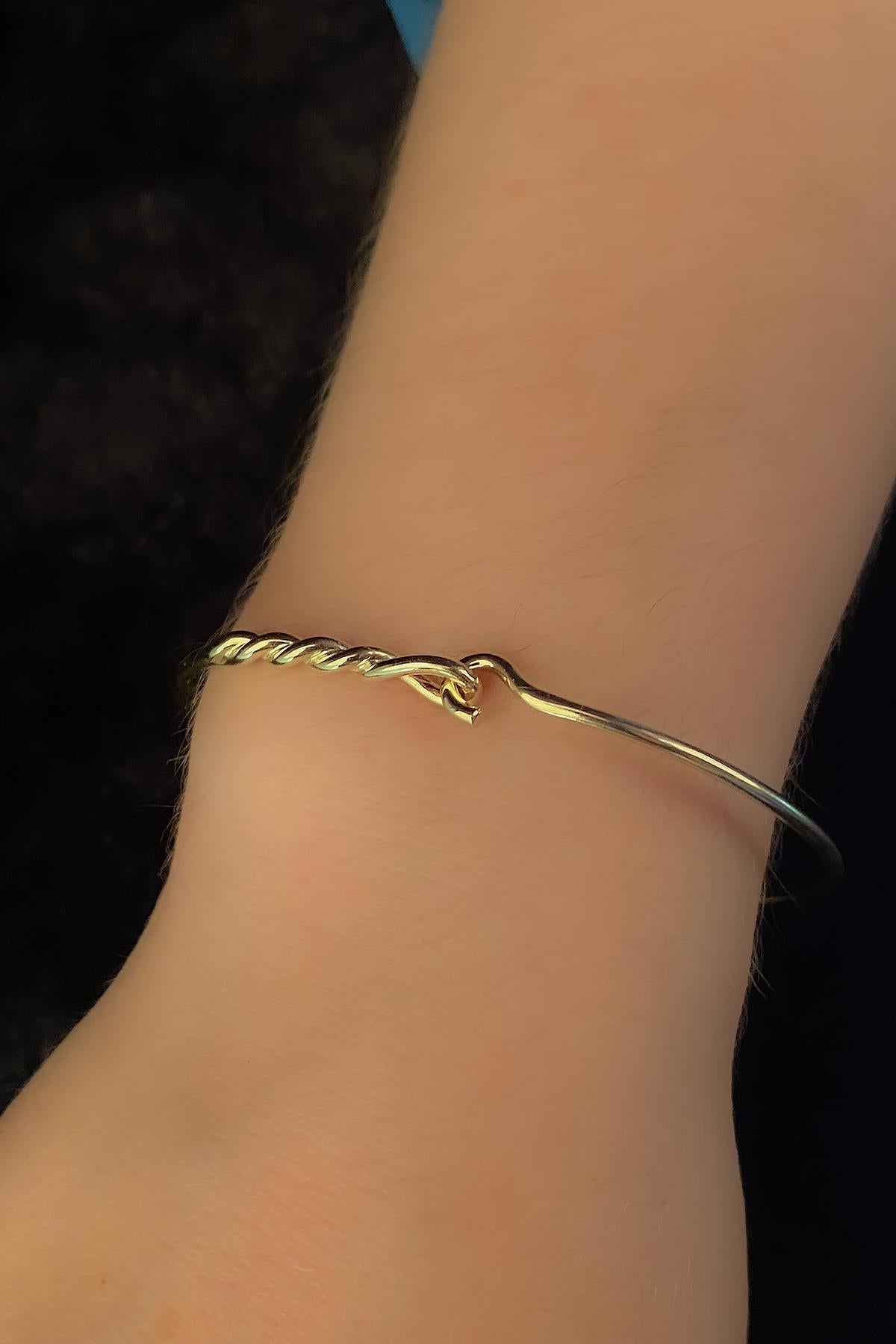 14K Gold Evil Eye Bangle