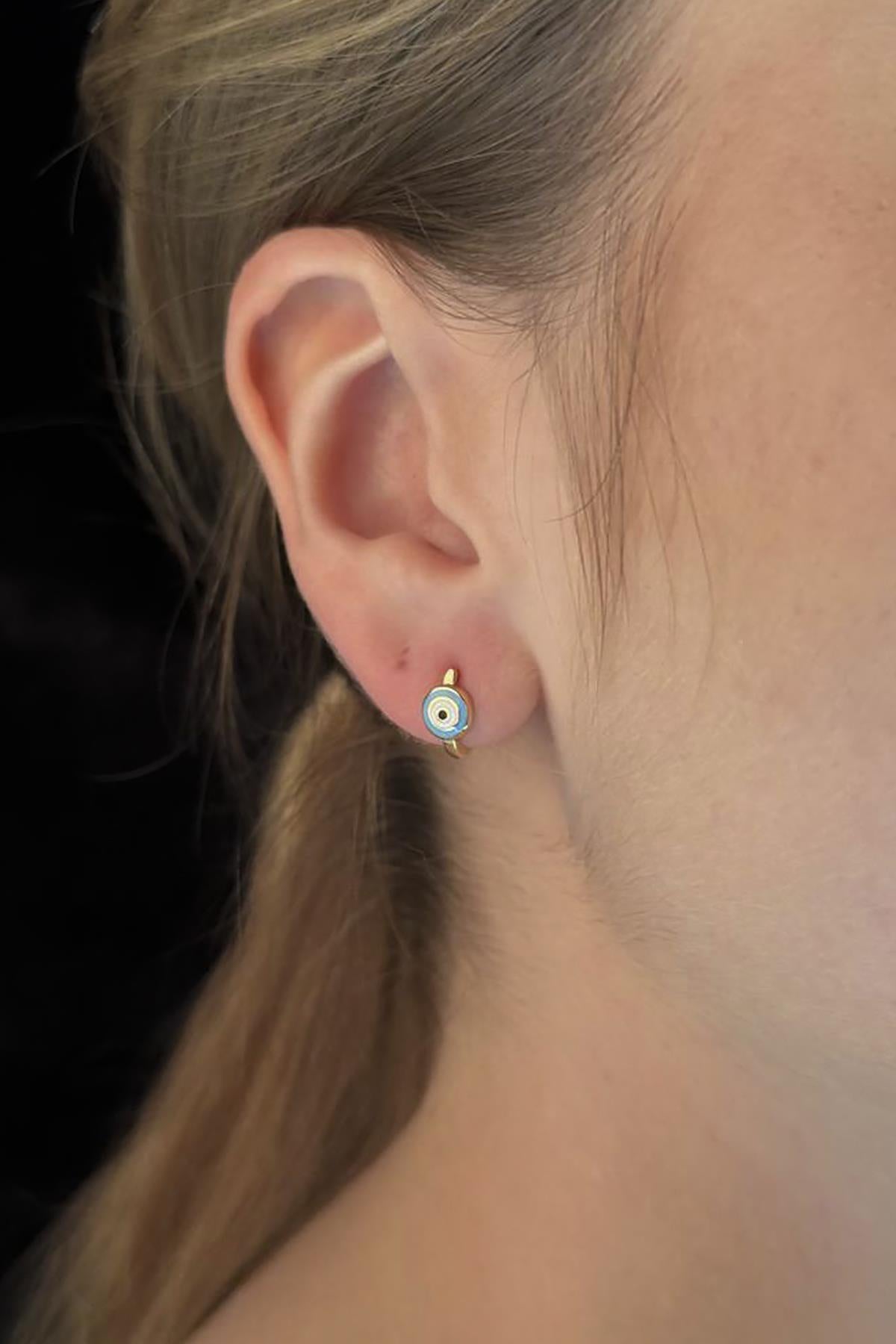 14K Gold Evil Eye Earrings