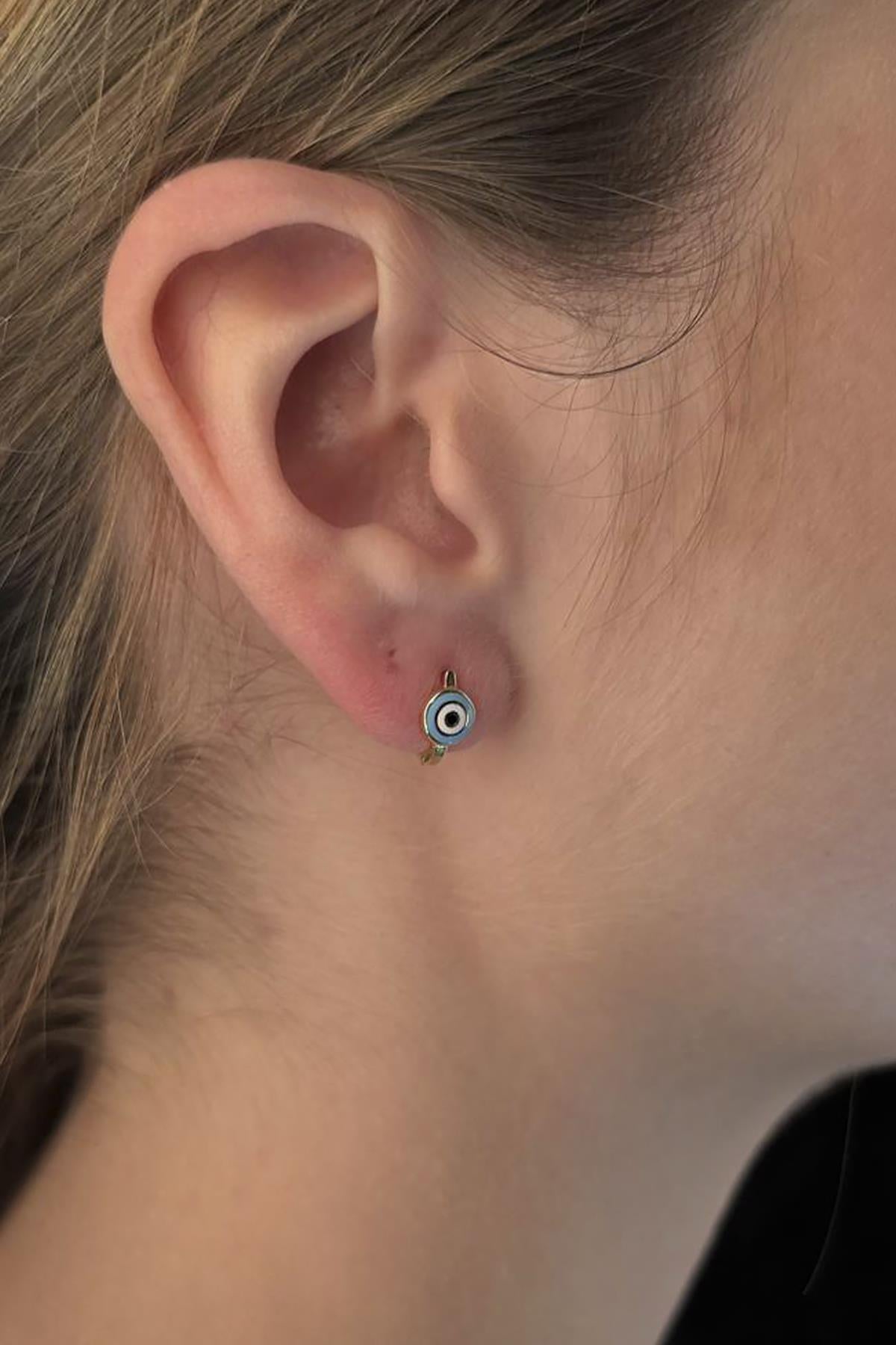 14K Gold Evil Eye Earrings