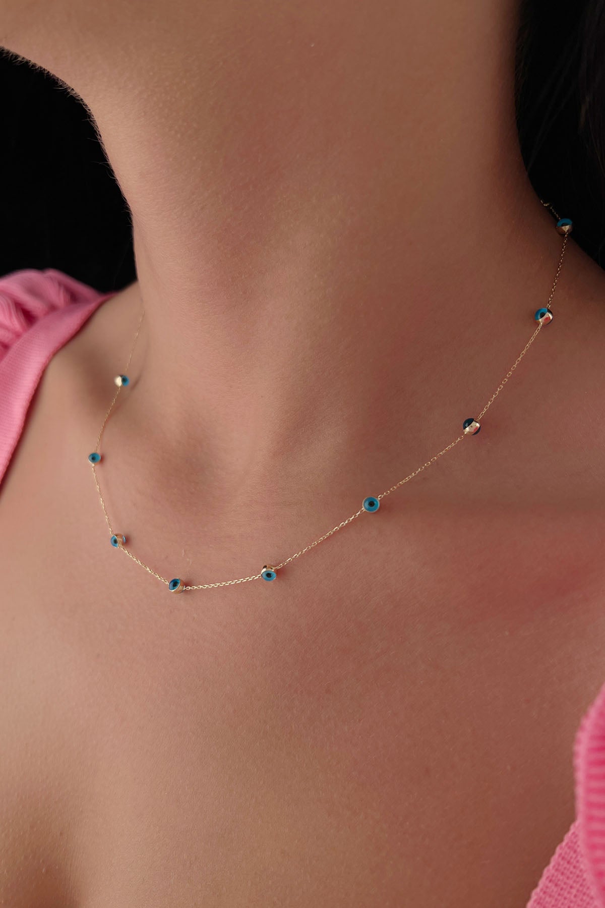 14K Gold Evil Eye Necklace