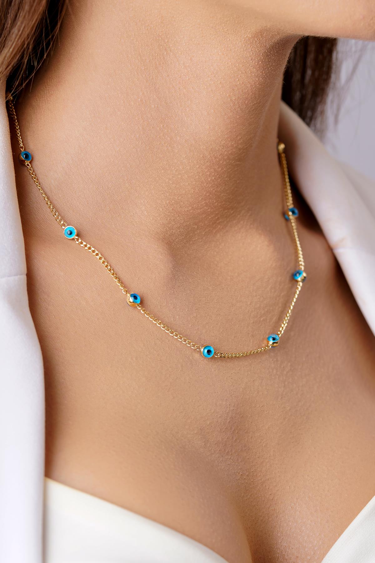 14K Gold Evil Eye on Cuban Chain Necklace